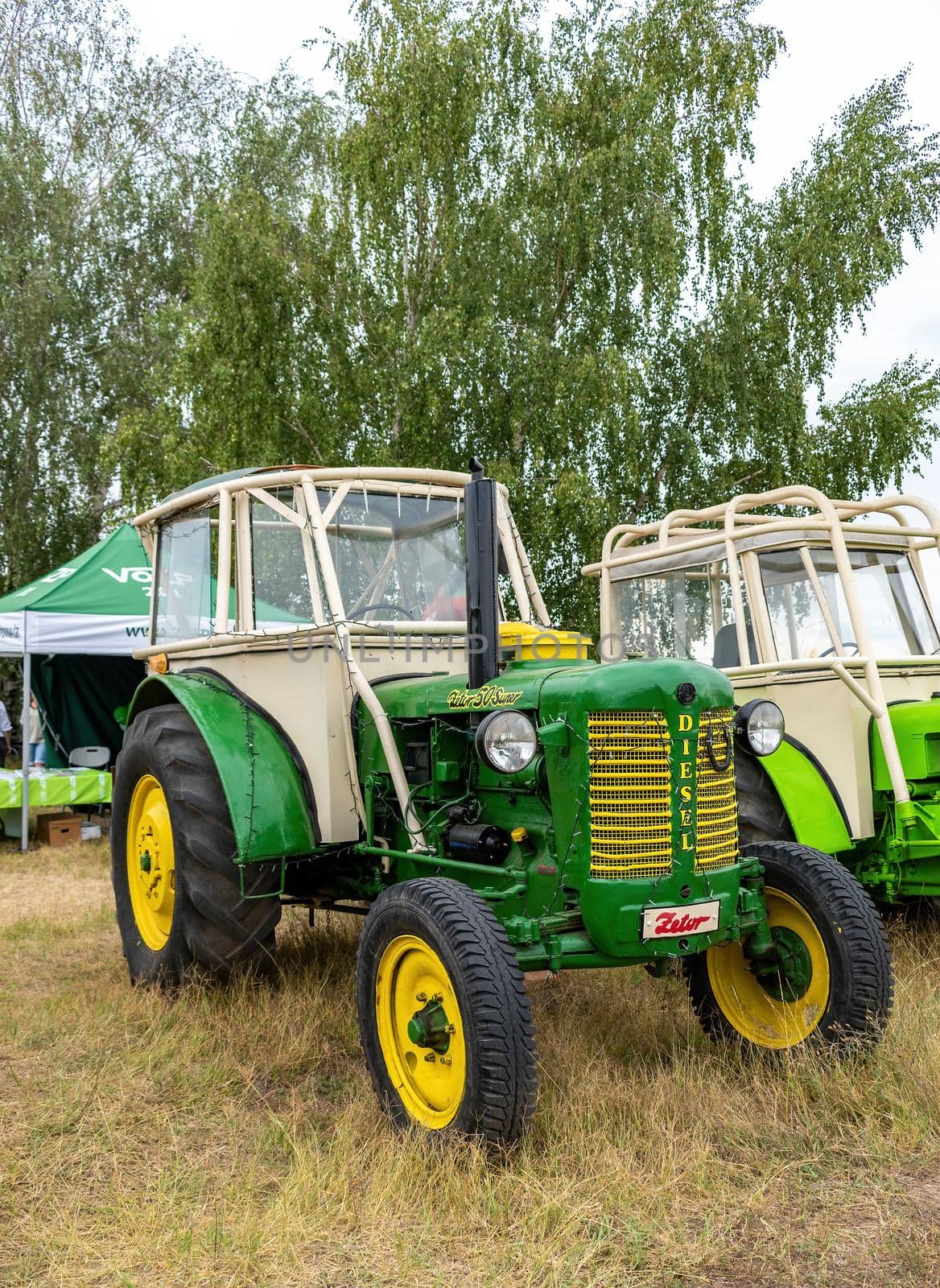 Hodonin - Panov, Czech Republic - July 20, 2022 Exhibition of historic tractors Czech-made tractor Zetor 50 super