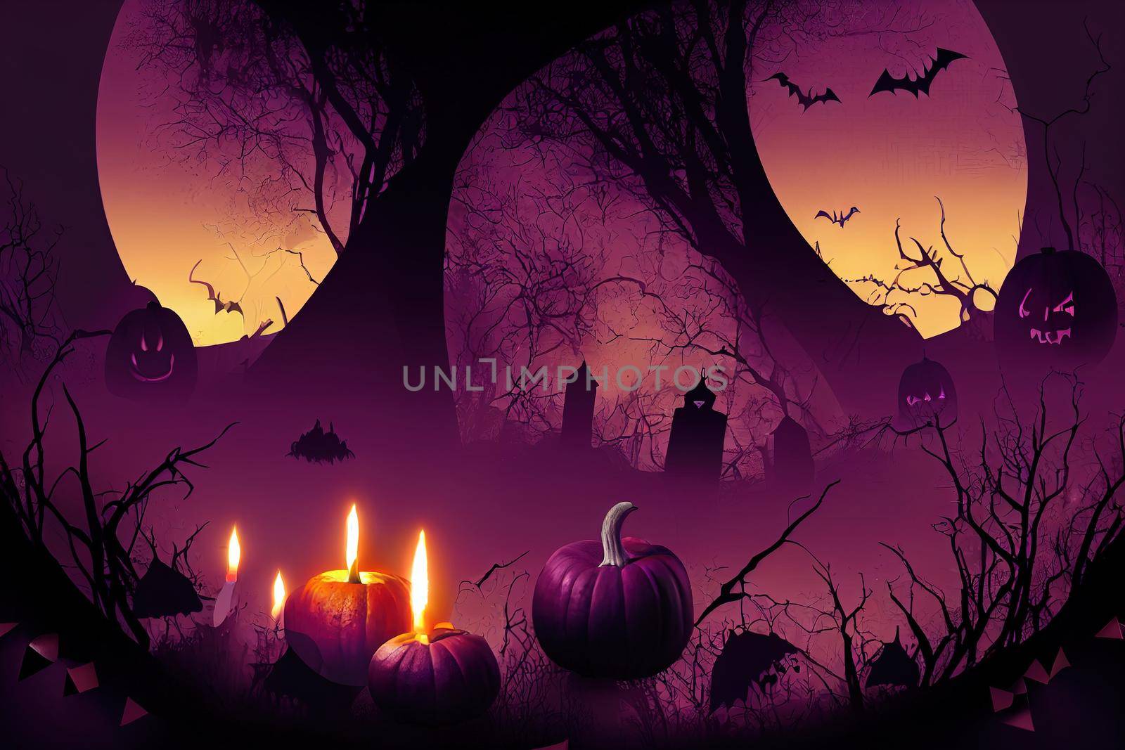 Halloween fantasy purple theme product display podium. High quality 2d illustration