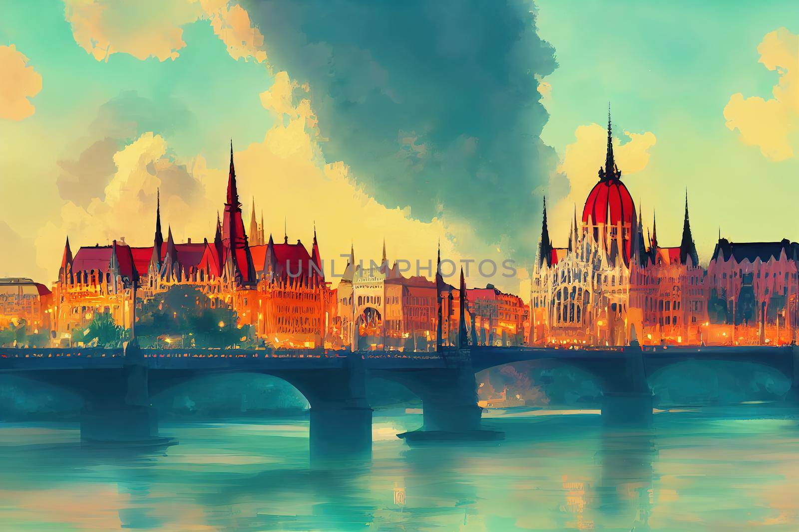 Budapest. High quality 2d illustration