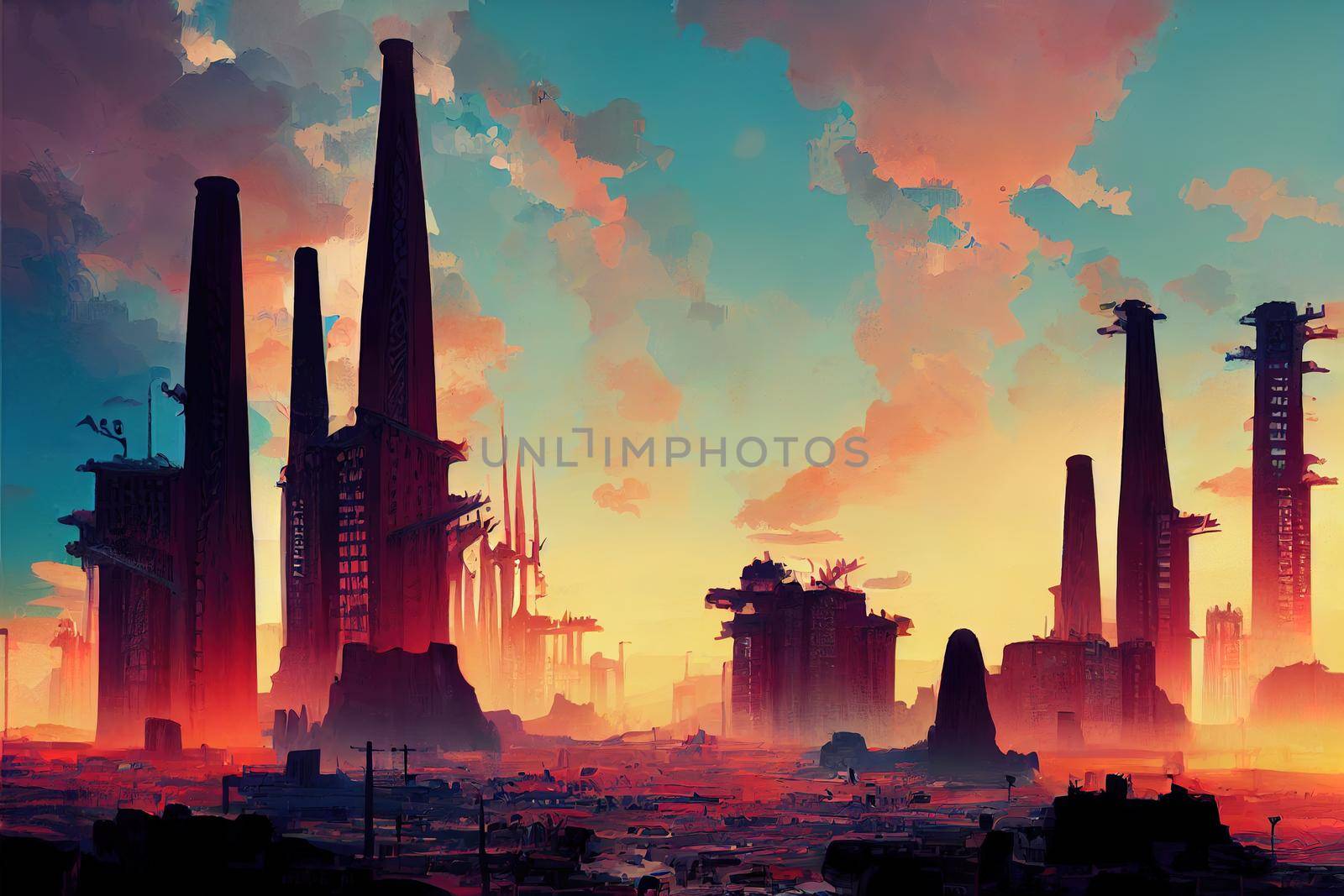 Antananarivo abstract city 2d Anime illustration by 2ragon