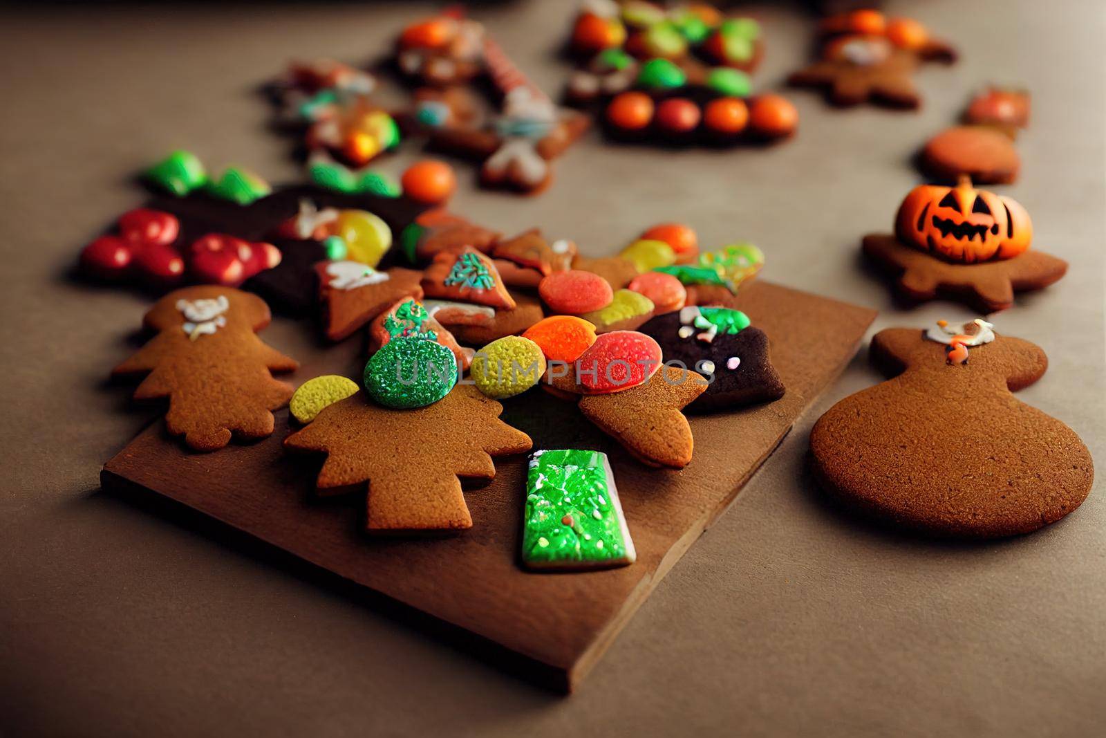 Halloween Gingerbread Cookies. High quality 2d illustration