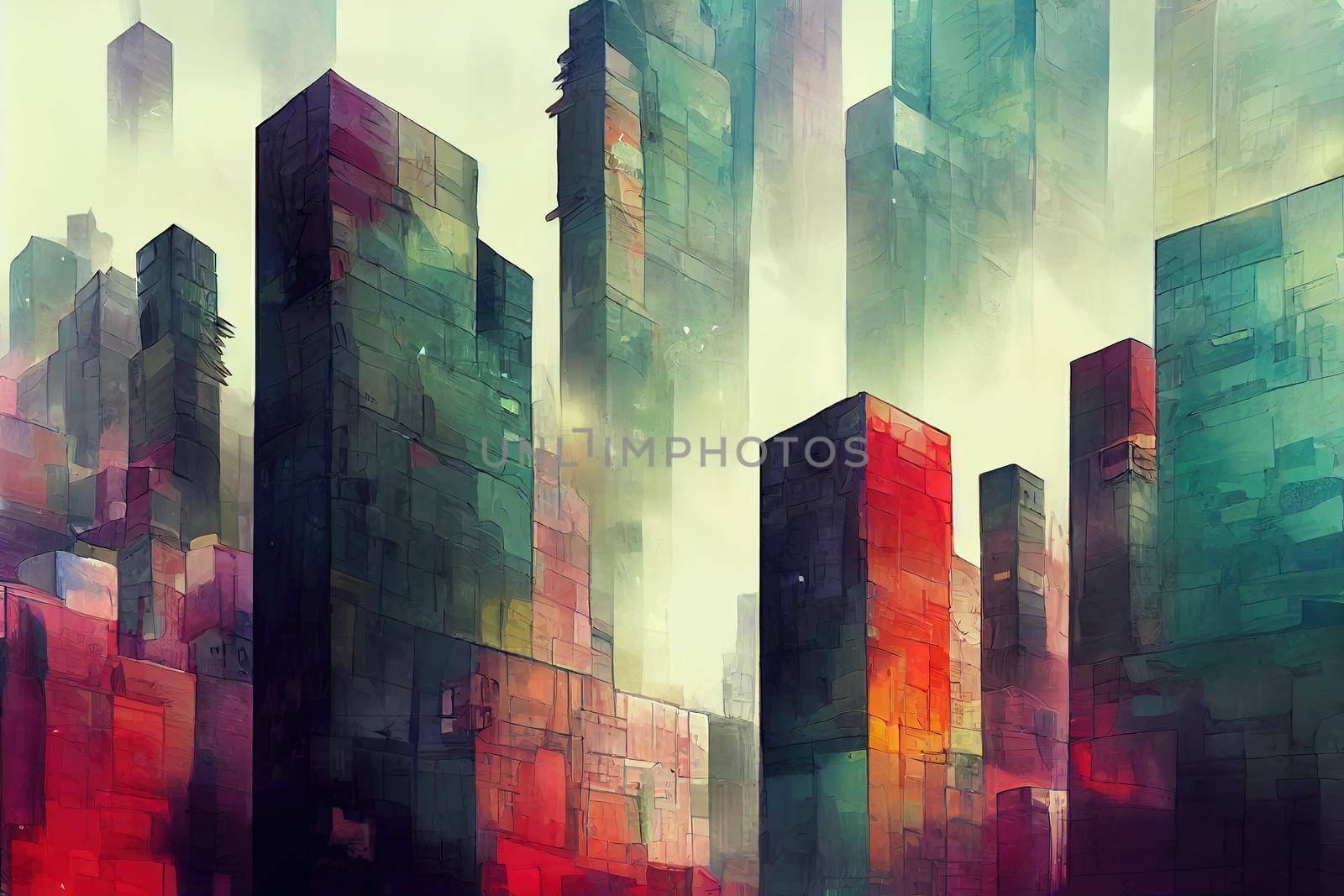 Apia abstract city 2d Anime illustration by 2ragon