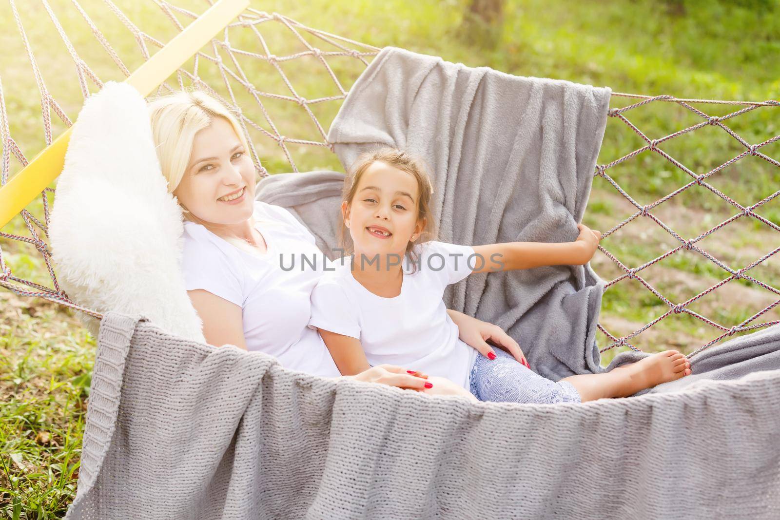 Portrait of family in a hammock