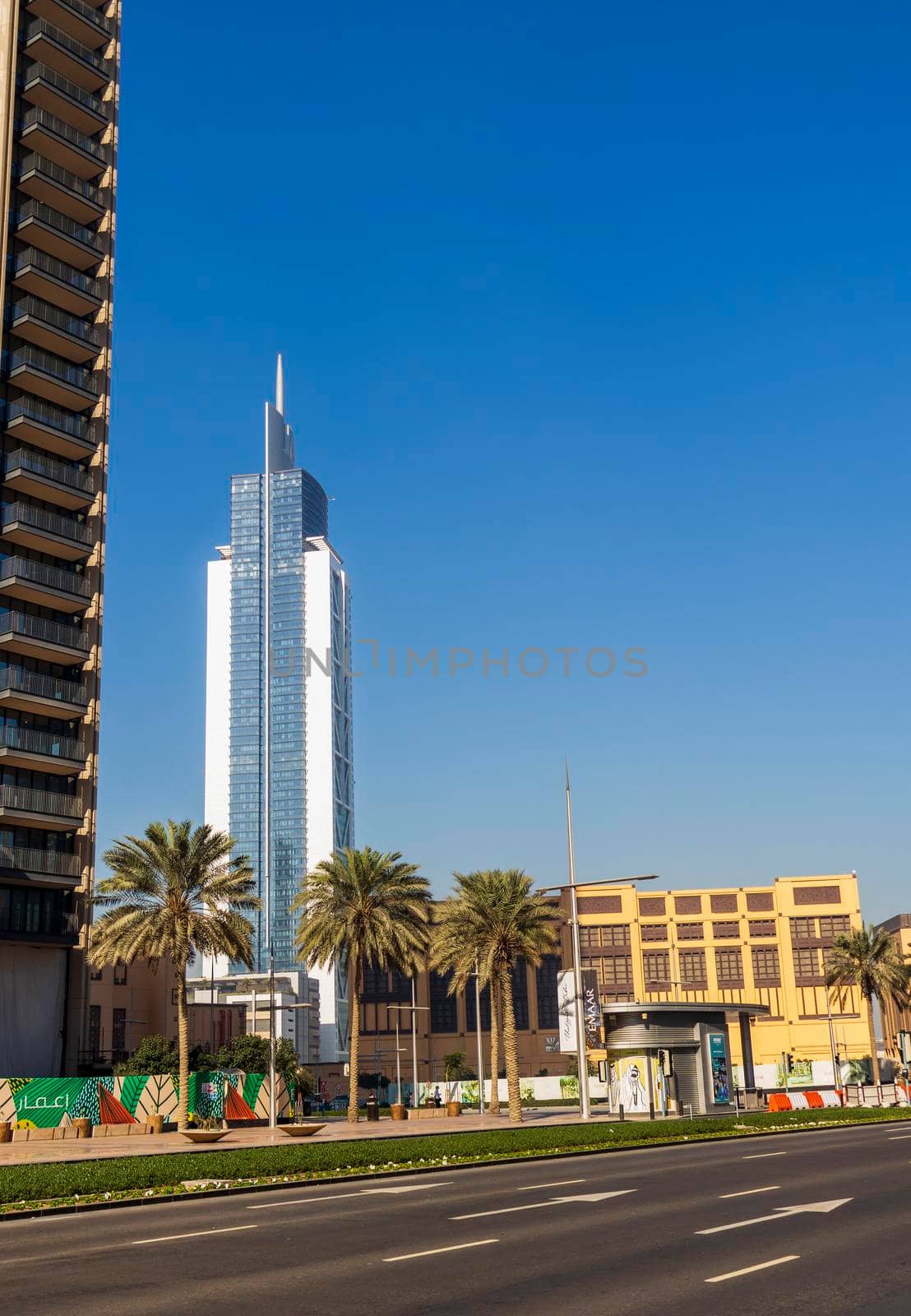 Dubai, UAE - 02.04.2021 Shot of a skyscraper in Dubai downtown