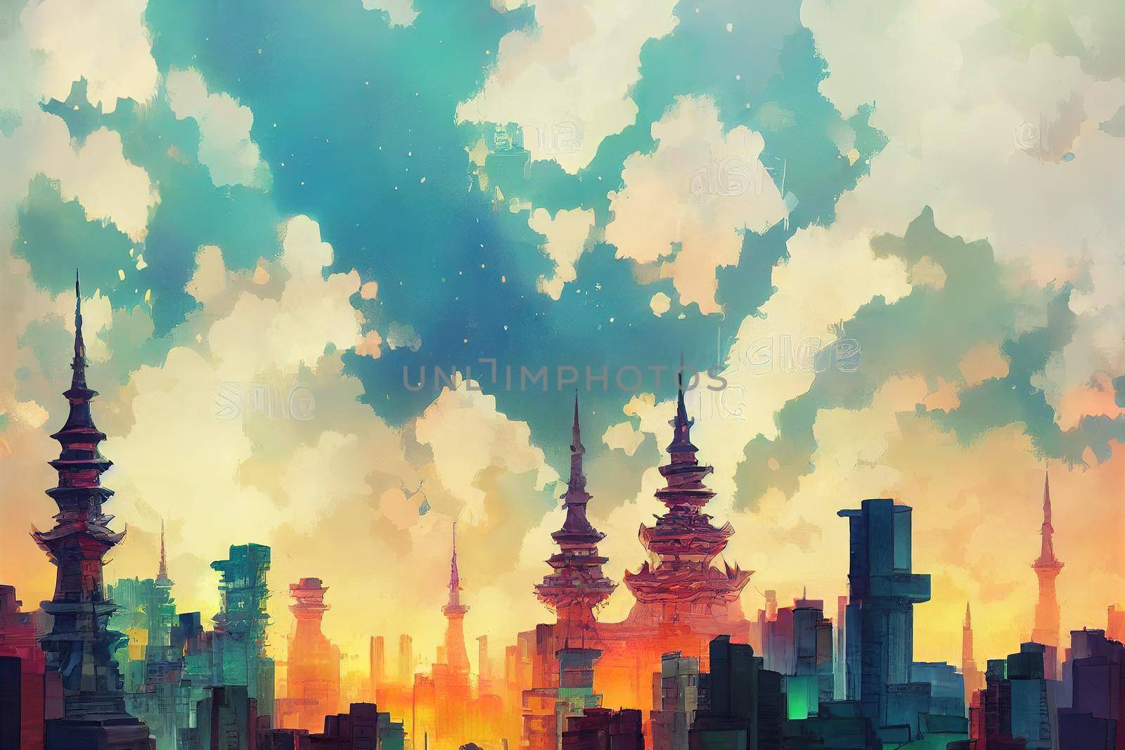 Bandar Seri Begawan. High quality 2d illustration
