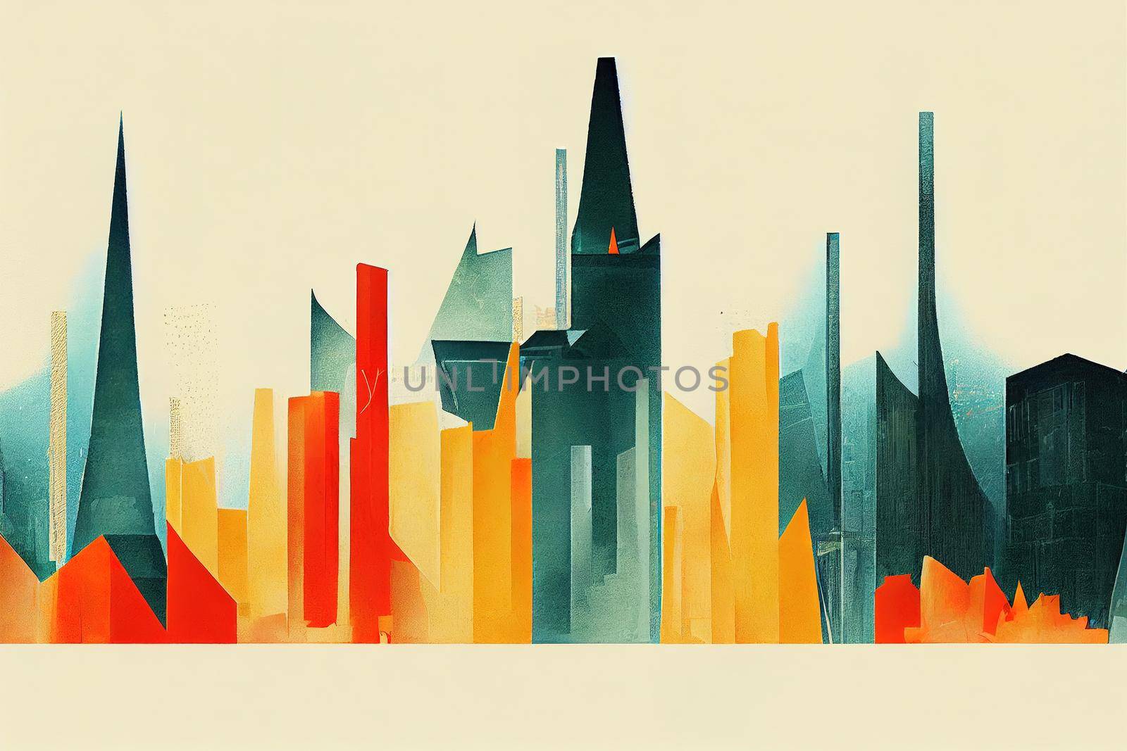 Brussels abstract city 2d Anime illustration by 2ragon