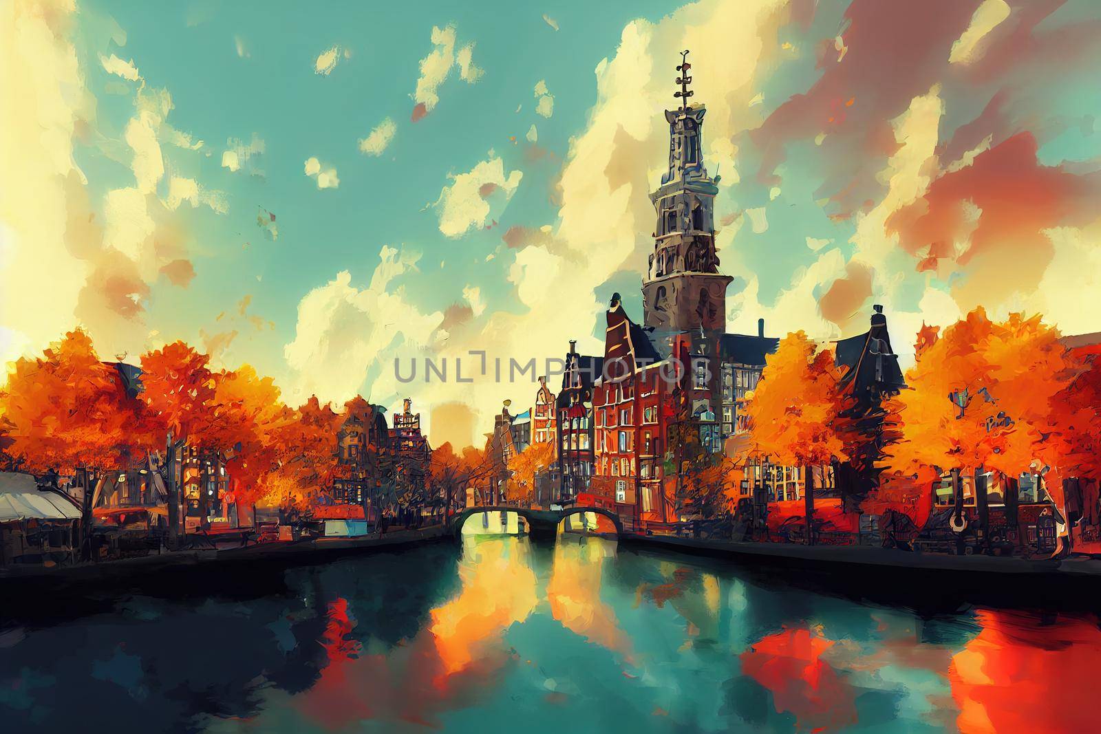 Amsterdam. High quality 2d illustration