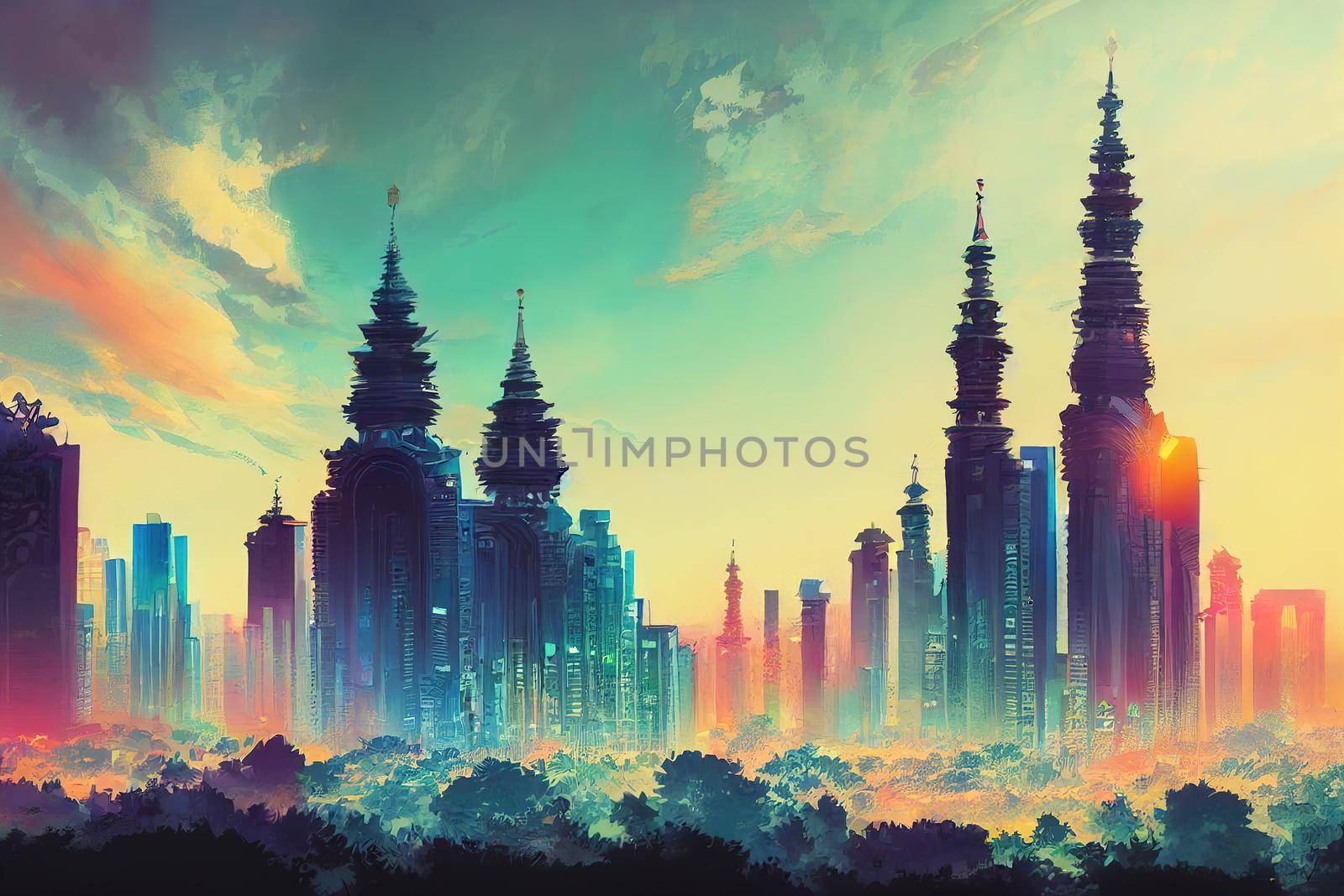 Bandar Seri Begawan. High quality 2d illustration
