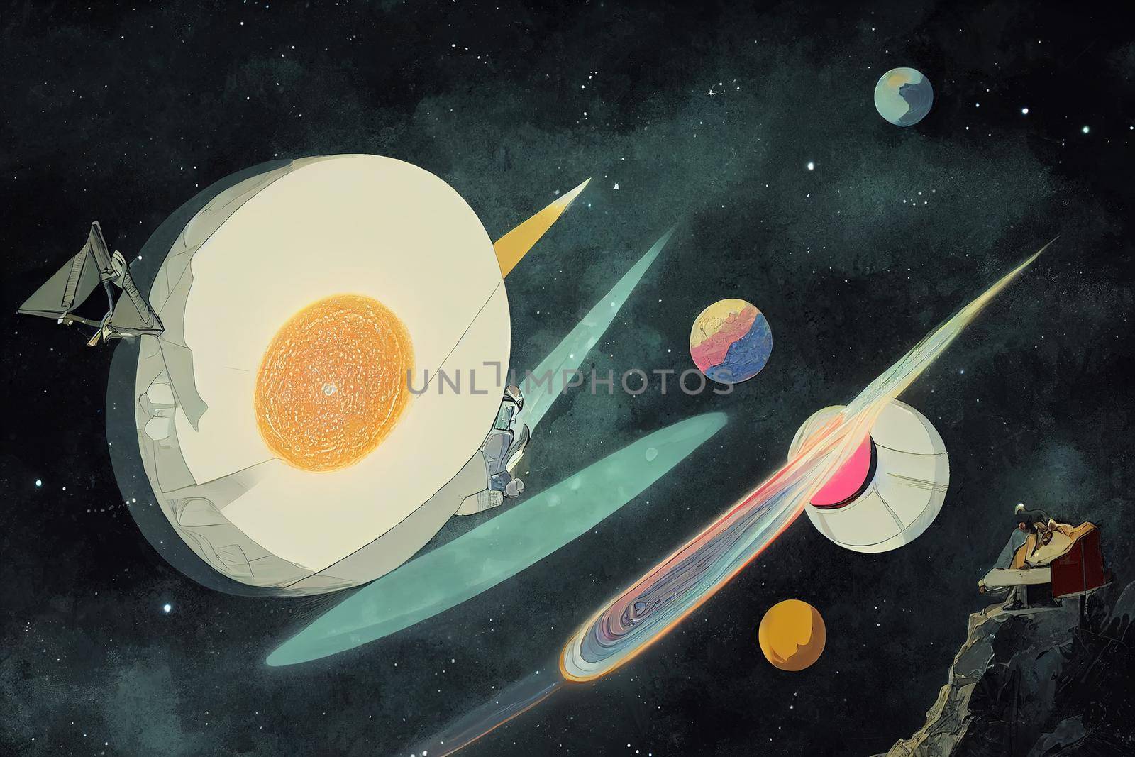 Astronomers. High quality 2d illustration