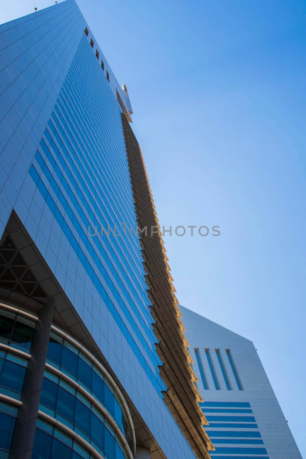 Dubai, UAE - 02.04.2021 Shot of a very well known landmark in Dabai, Emirates towers
