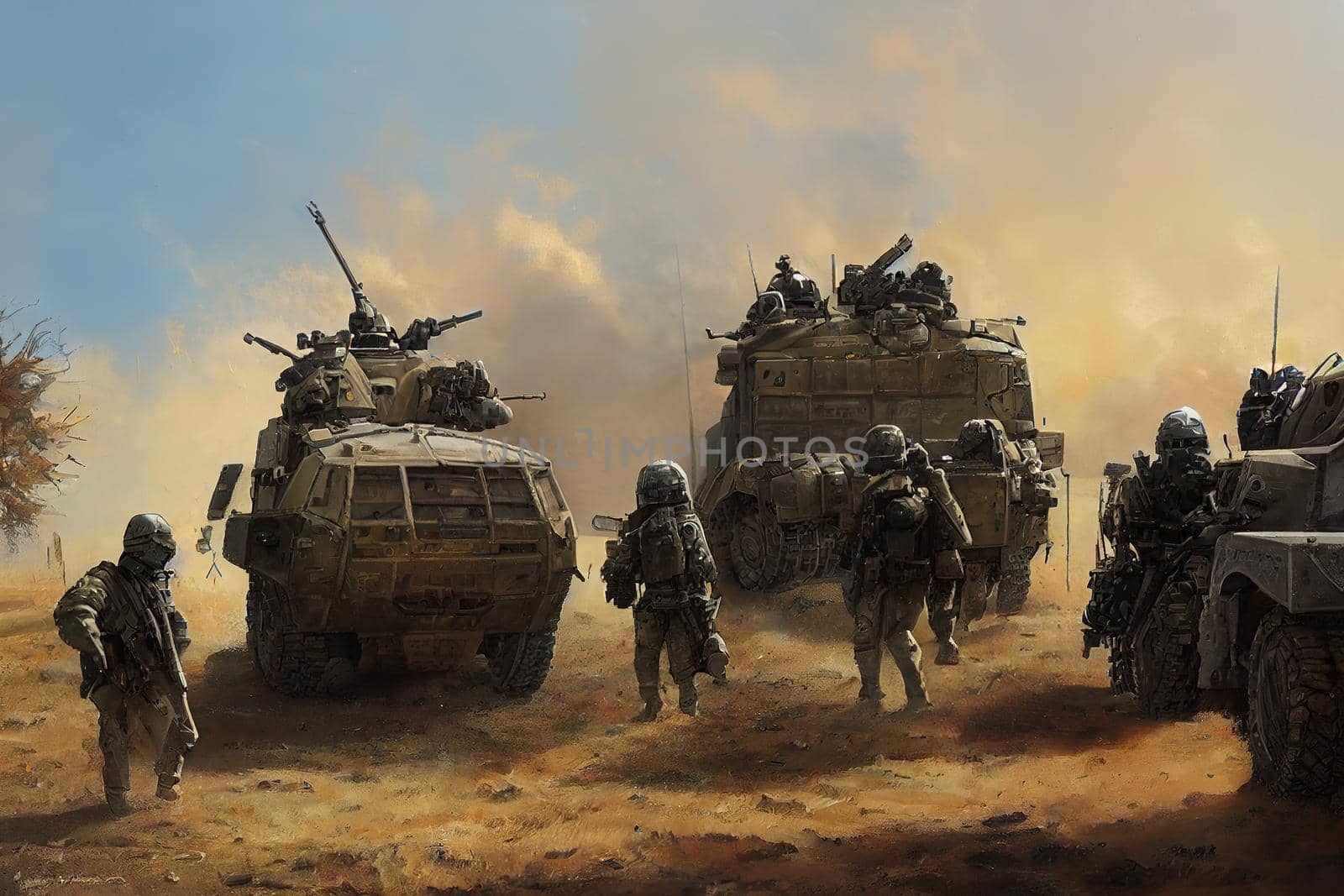 Armored Assault Vehicle. High quality 2d illustration