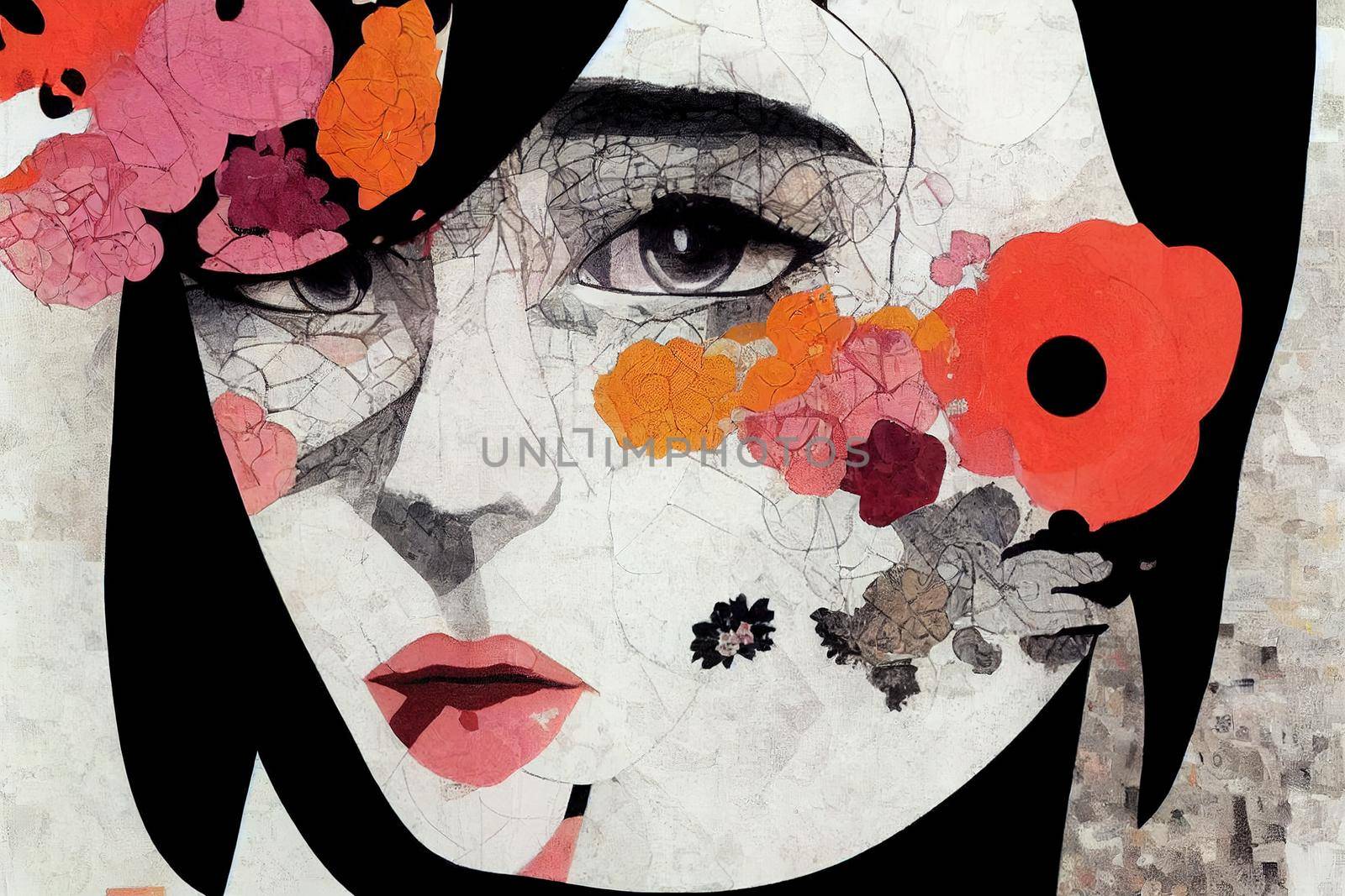 portrait of young woman. High quality 2d illustration