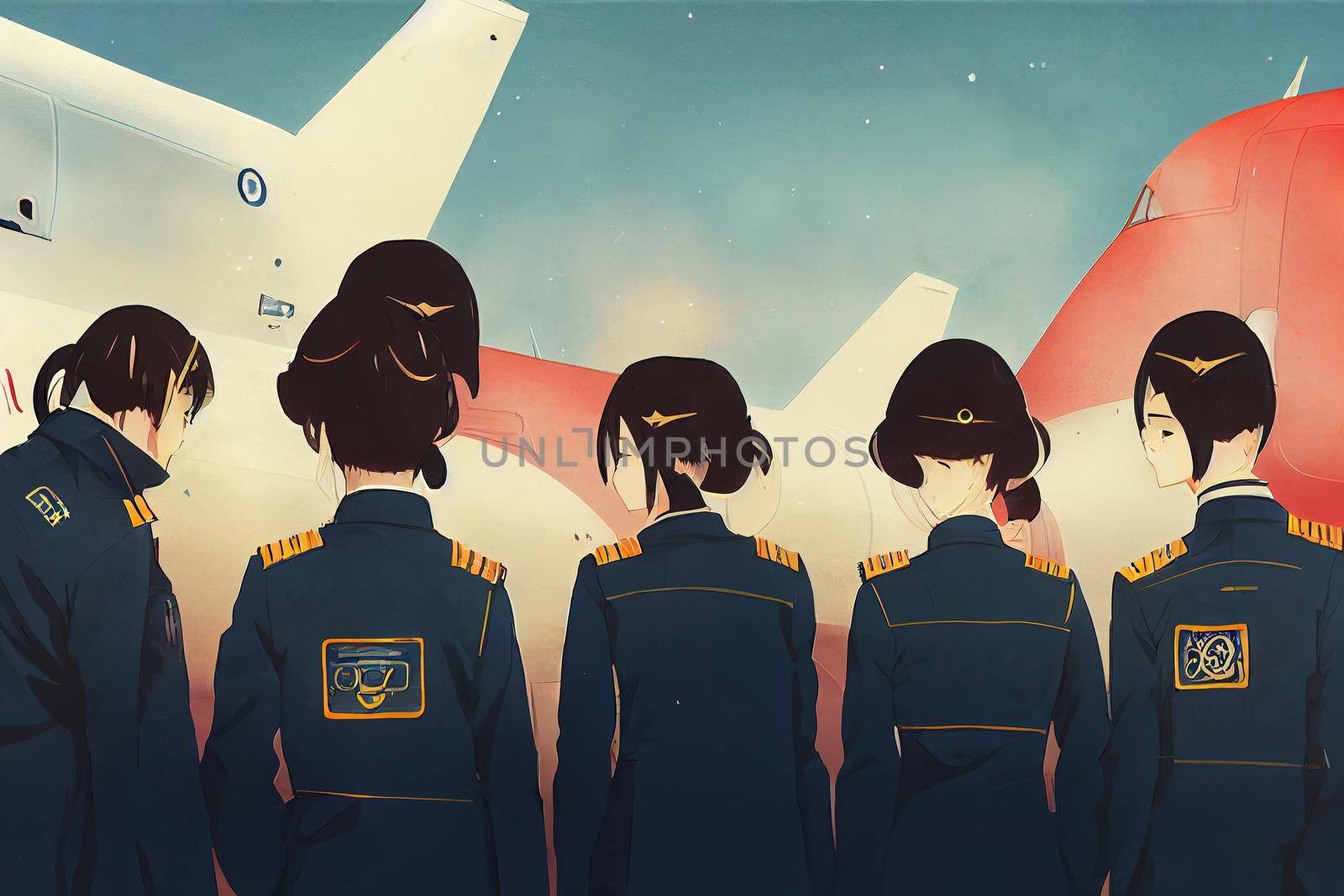 Air Crew Members ,Anime style illustration by 2ragon