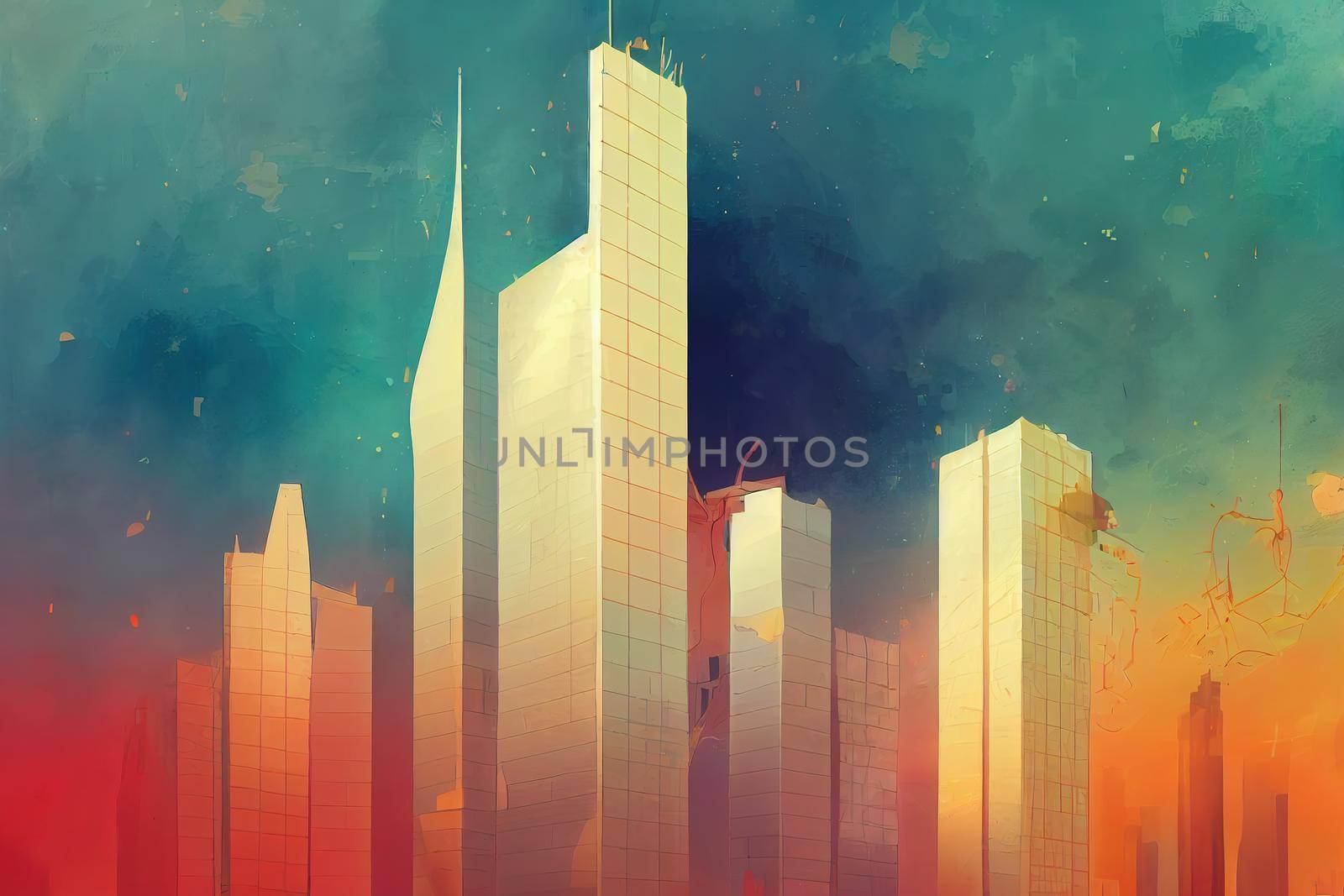 2d stylised painting like illustration of Havana abstract city high quality abstract 2d ilustration.