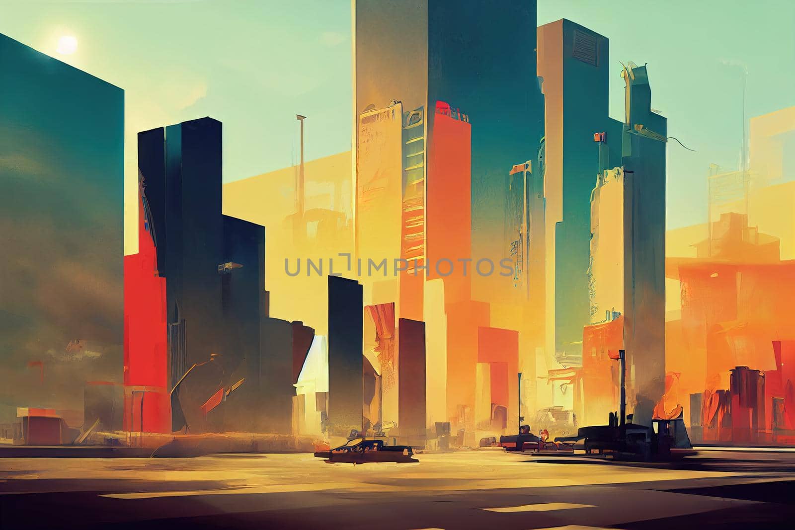 2d stylised painting like illustration of Gibraltar abstract city high quality abstract 2d ilustration.