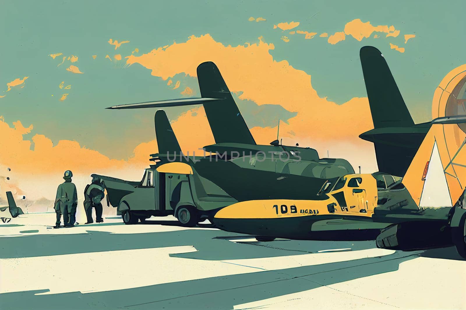 Airfield Operations. High quality 2d illustration
