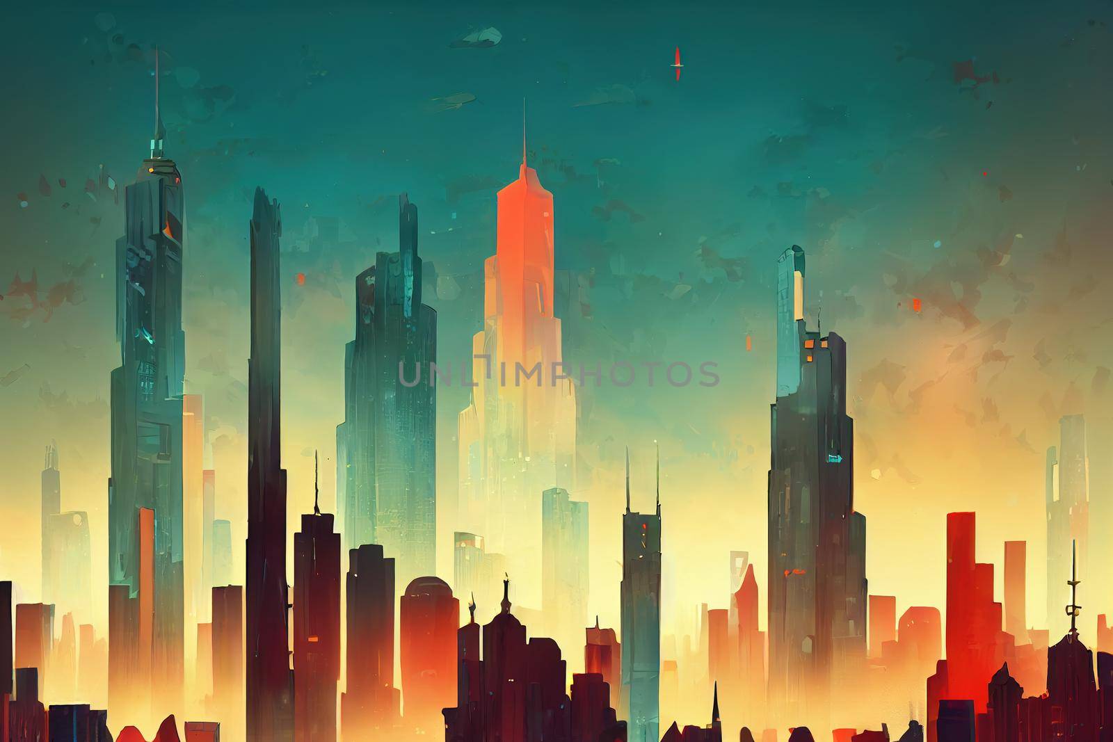 2d stylised painting like illustration of Concelho de Macau abstract city high quality abstract 2d ilustration.
