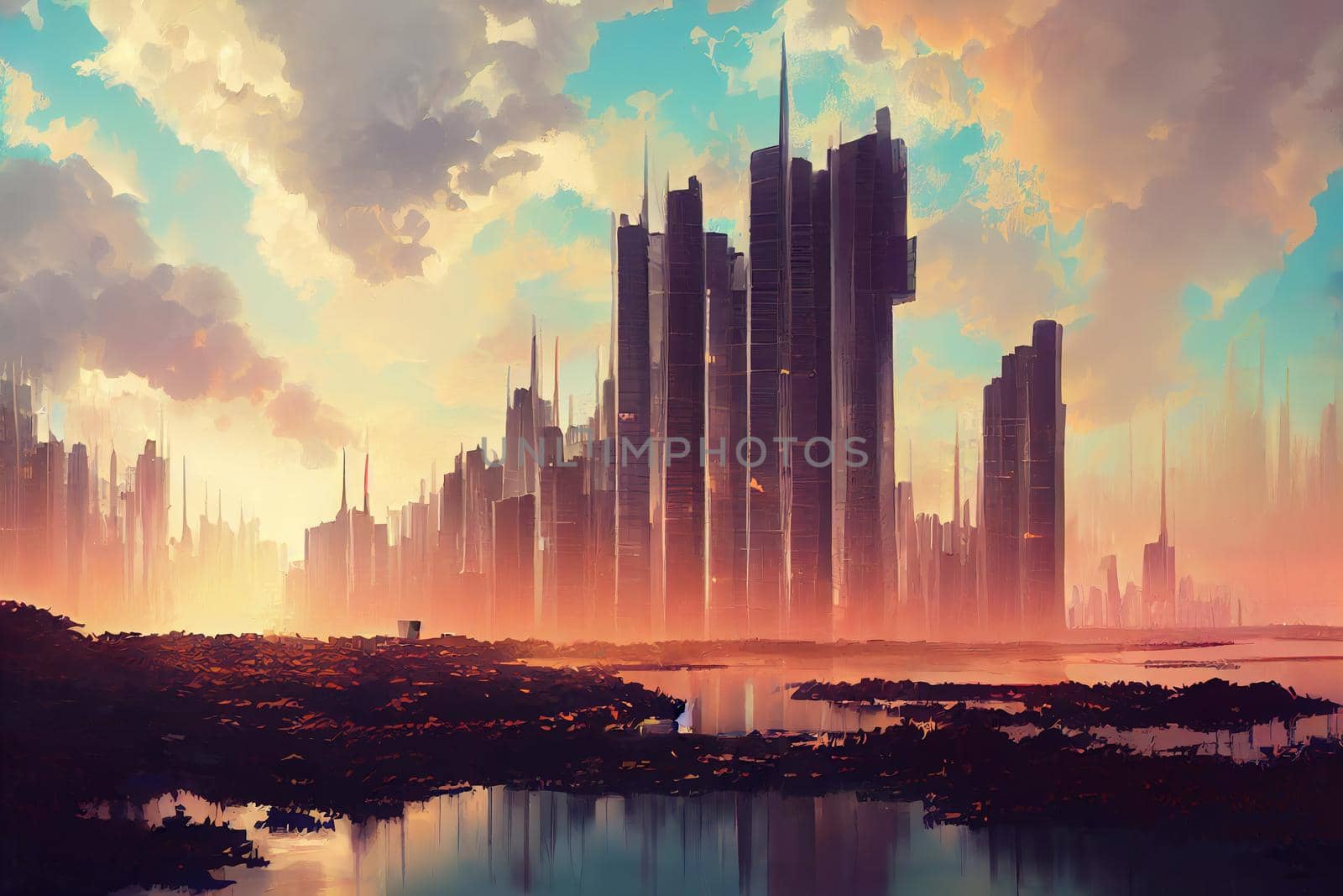 2d stylised painting like illustration of Dodoma abstract city high quality abstract 2d ilustration.