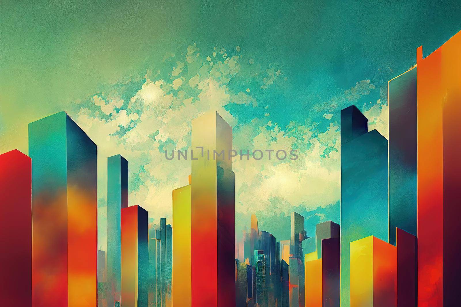 2d stylised painting like illustration of Dushanbe abstract city high quality abstract 2d ilustration.