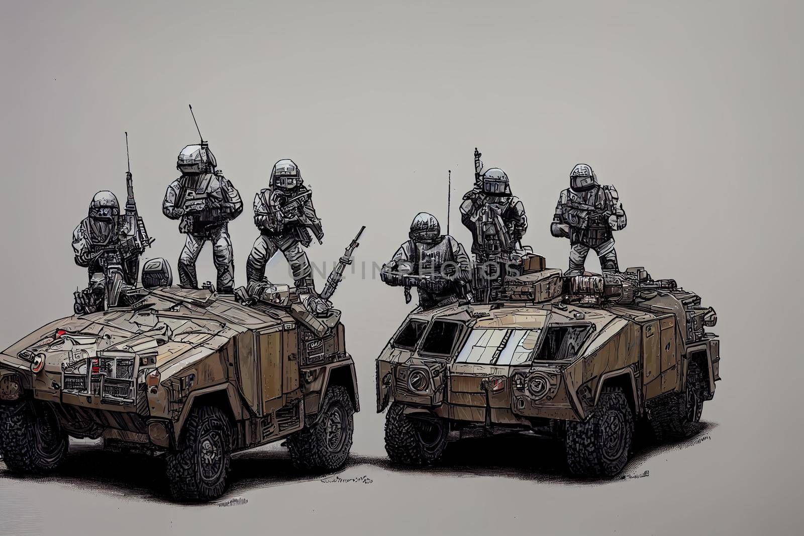Armored Assault Vehicle. High quality 2d illustration