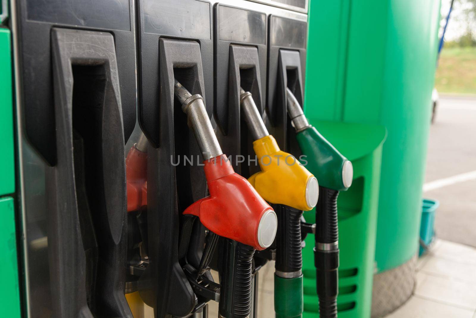 Colorfull fuel gasoline dispenser background. by BY-_-BY