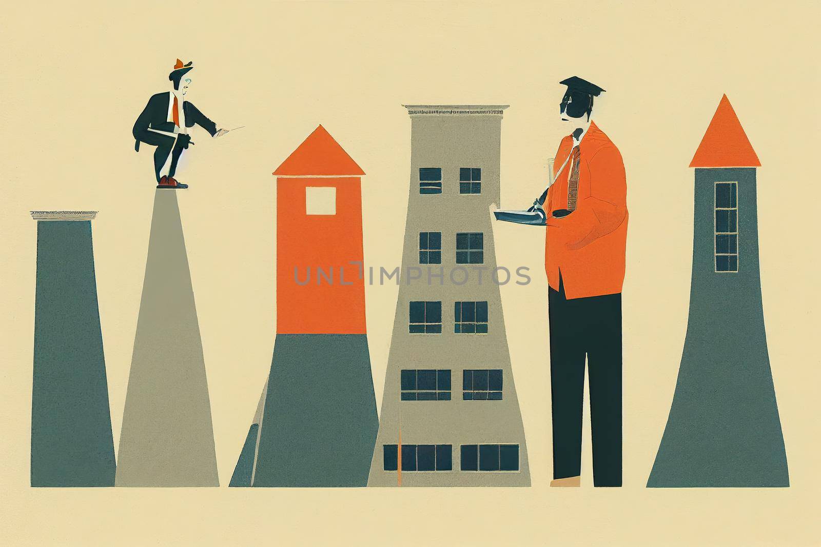 Architecture Teacher. High quality 2d illustration