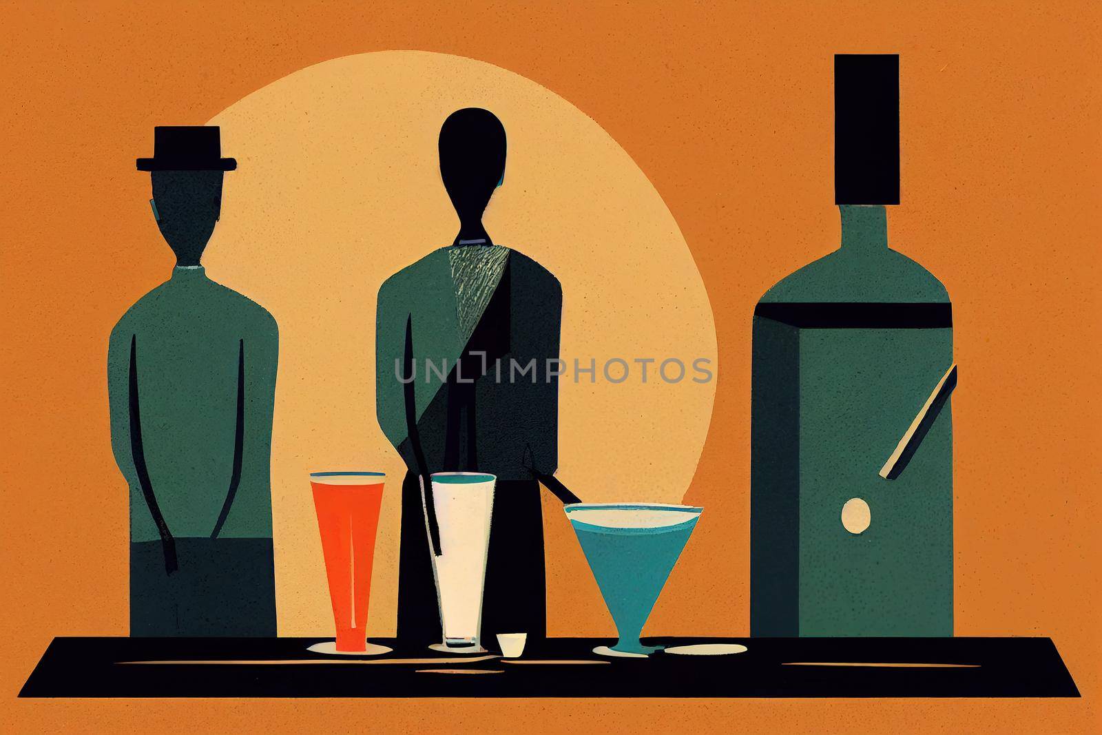 Bartenders. High quality 2d illustration