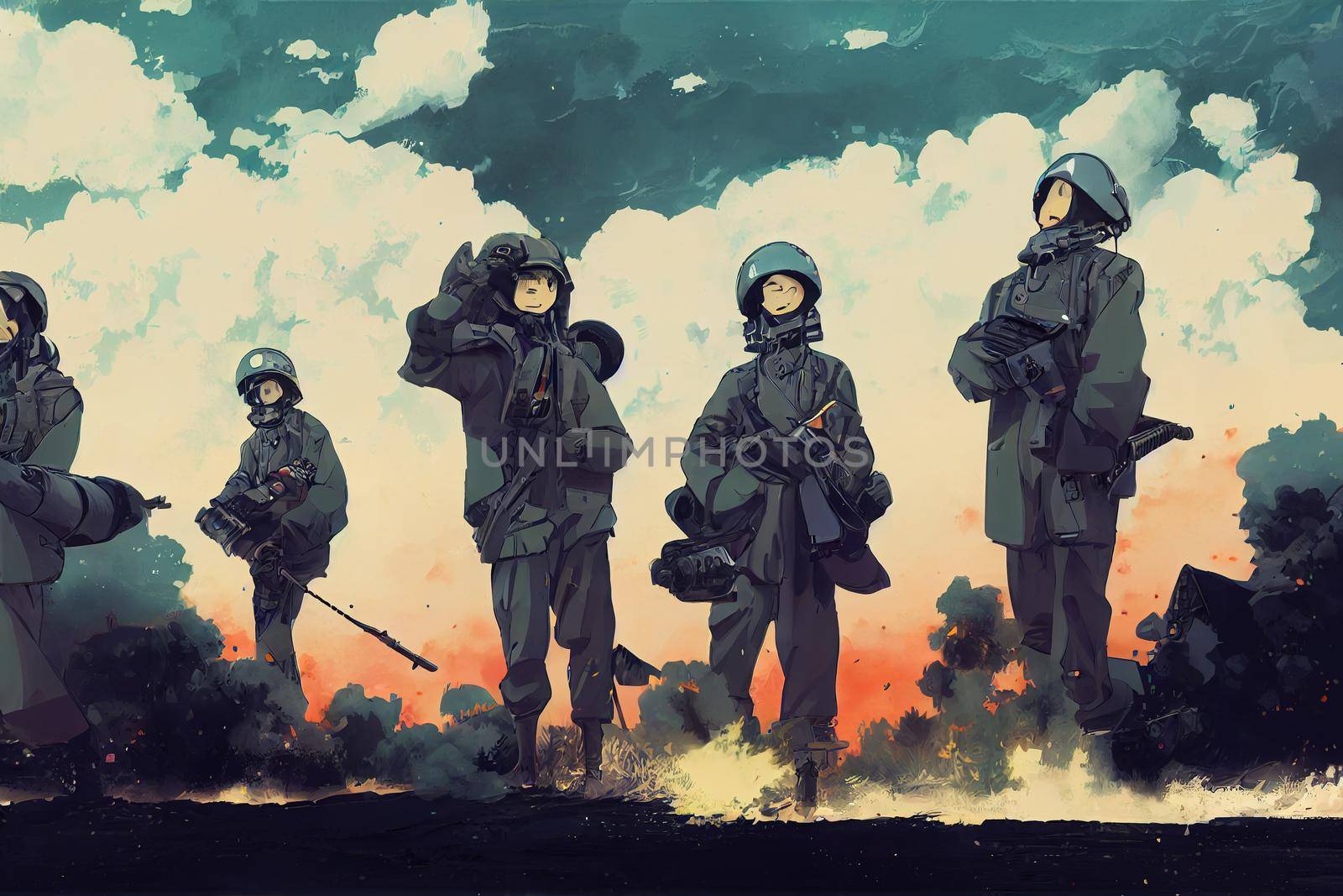 Artillery and Missile Crew. High quality 2d illustration
