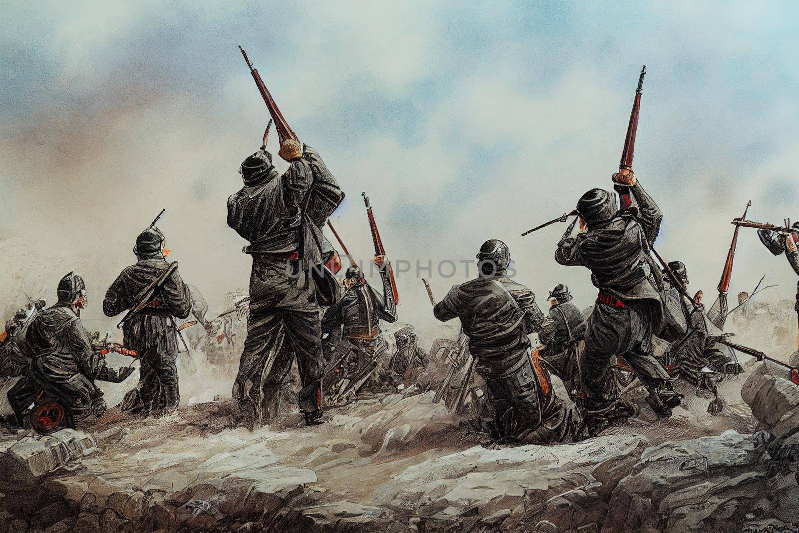 Artillery and Missile Crew. High quality 2d illustration