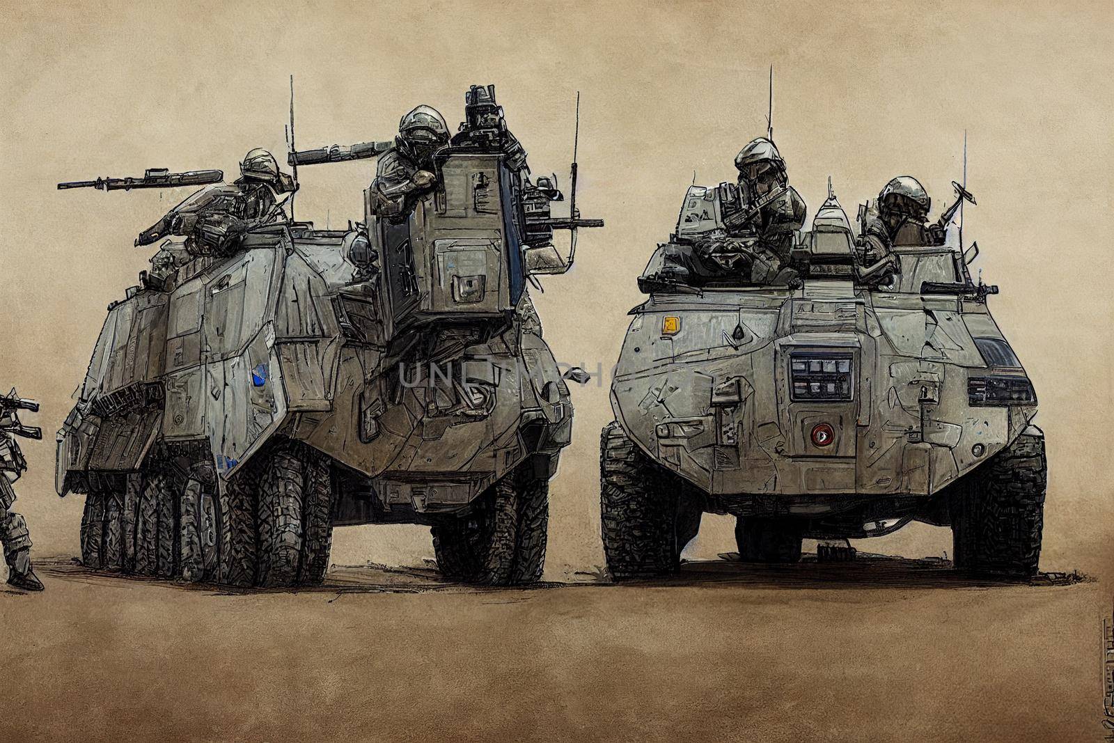Armored Assault Vehicle. High quality 2d illustration