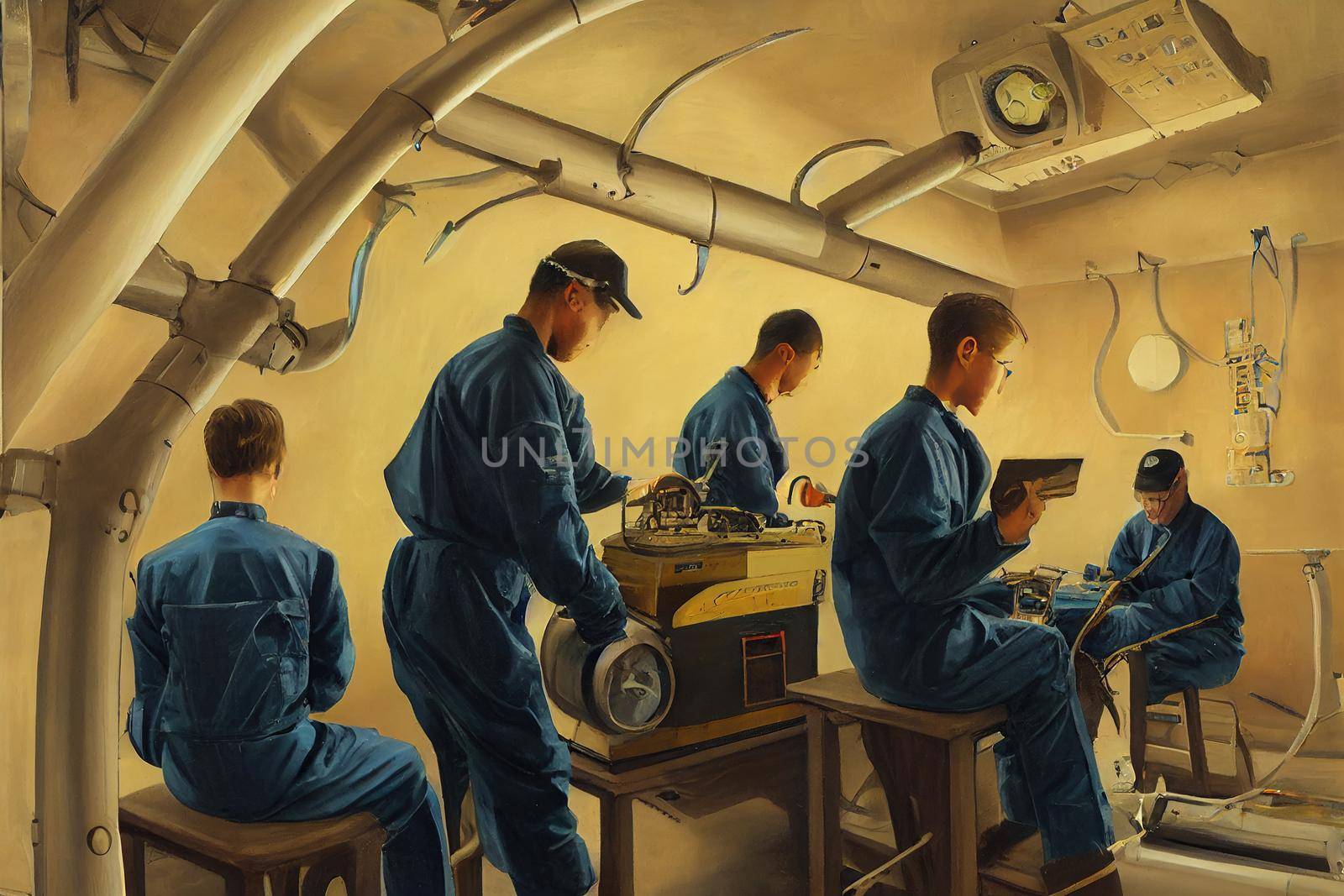 Avionics Technicians ,Painting style by 2ragon