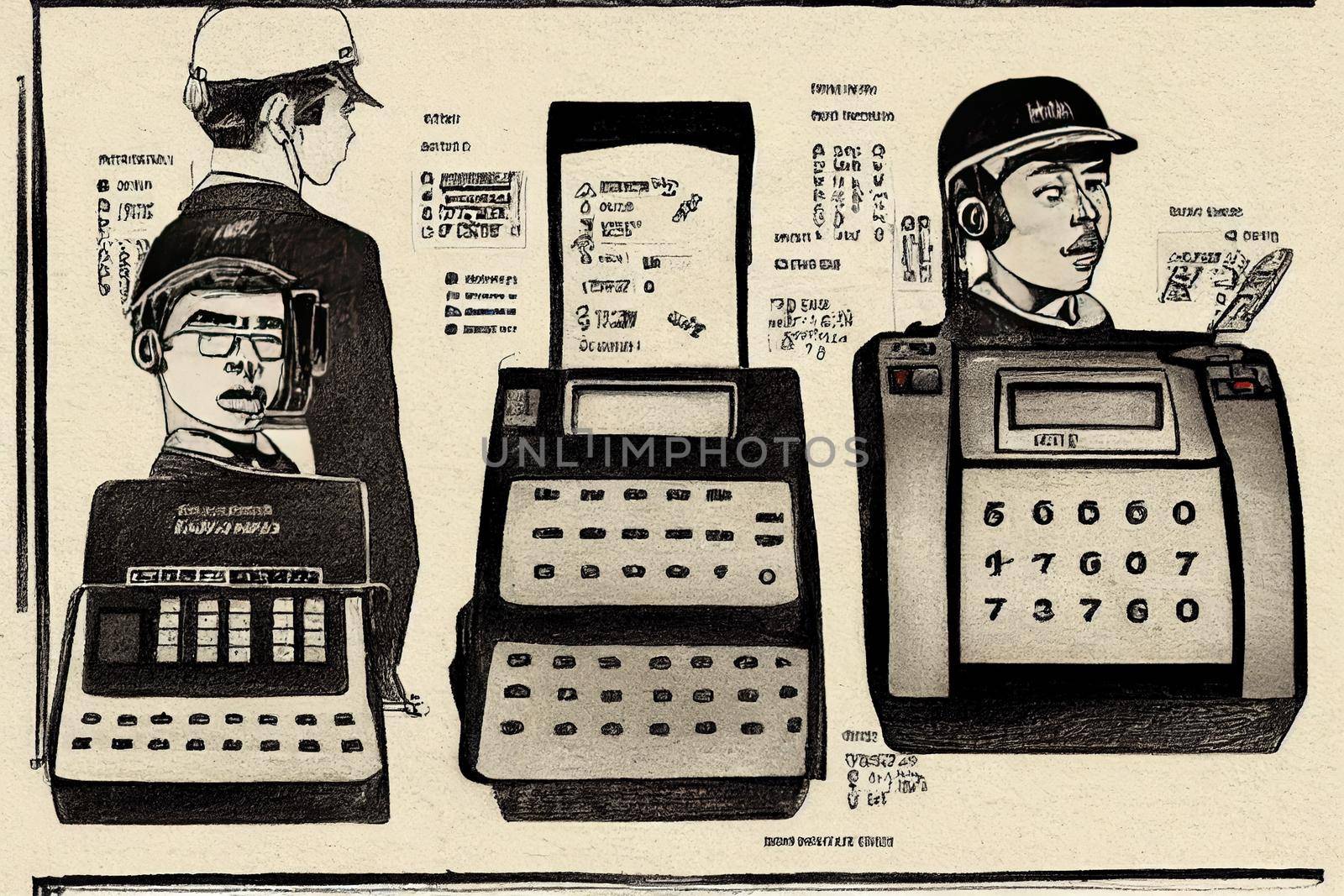 Calculating Machine Operator. High quality 2d illustration