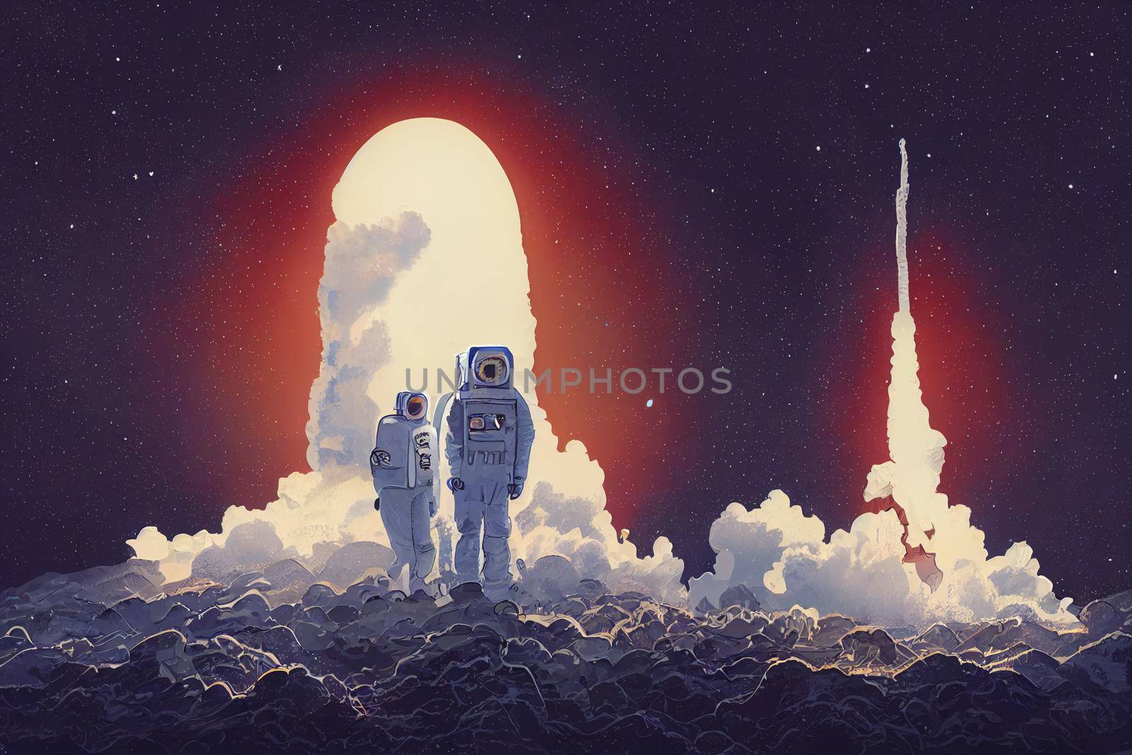 Space Scientists. High quality 2d illustration