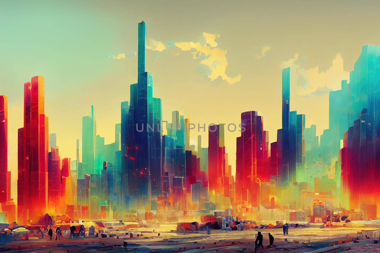 Baghdad abstract city 2d Anime illustration by 2ragon