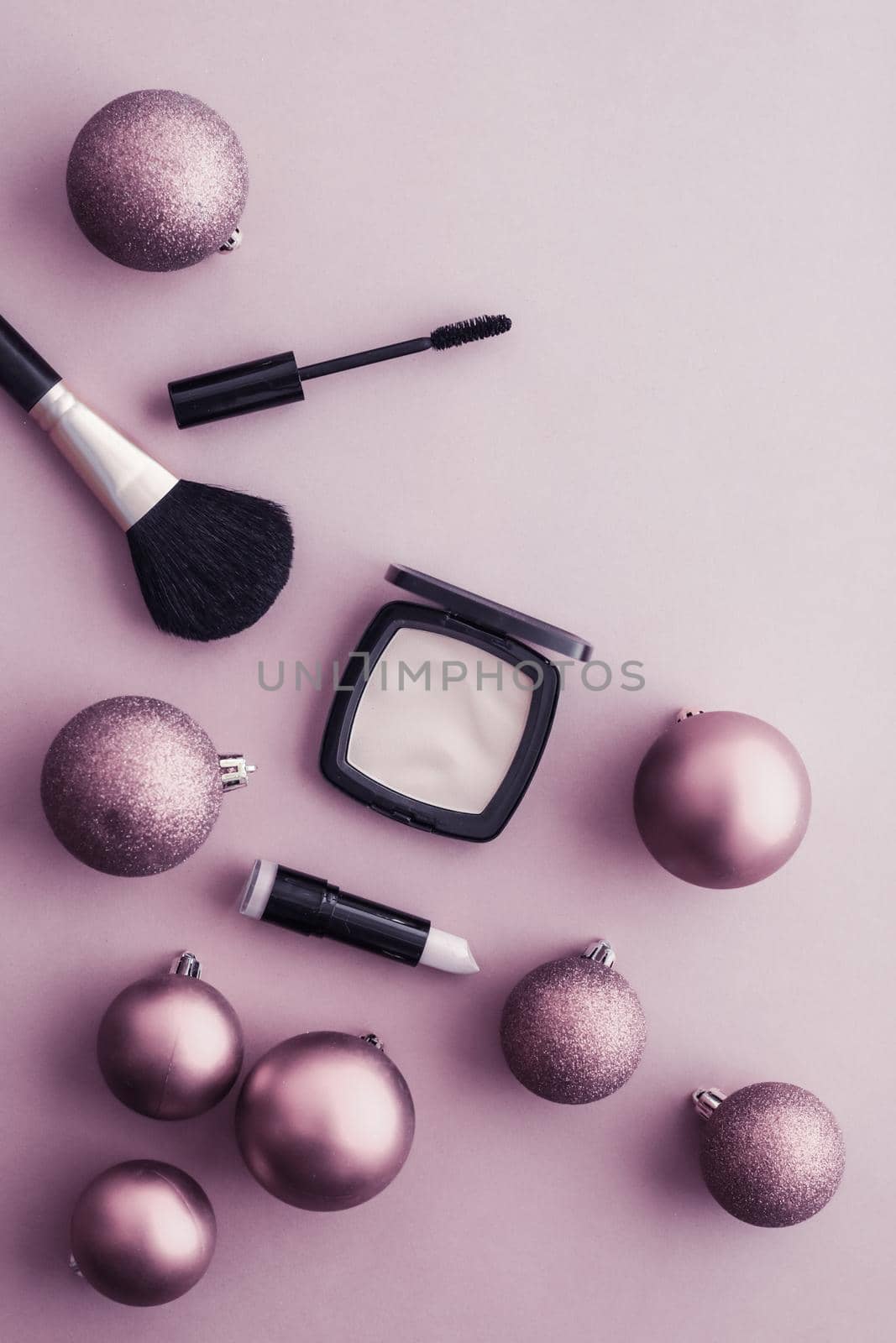Make-up and cosmetics product set for beauty brand Christmas sale promotion, luxury purple flatlay background as holiday design by Anneleven