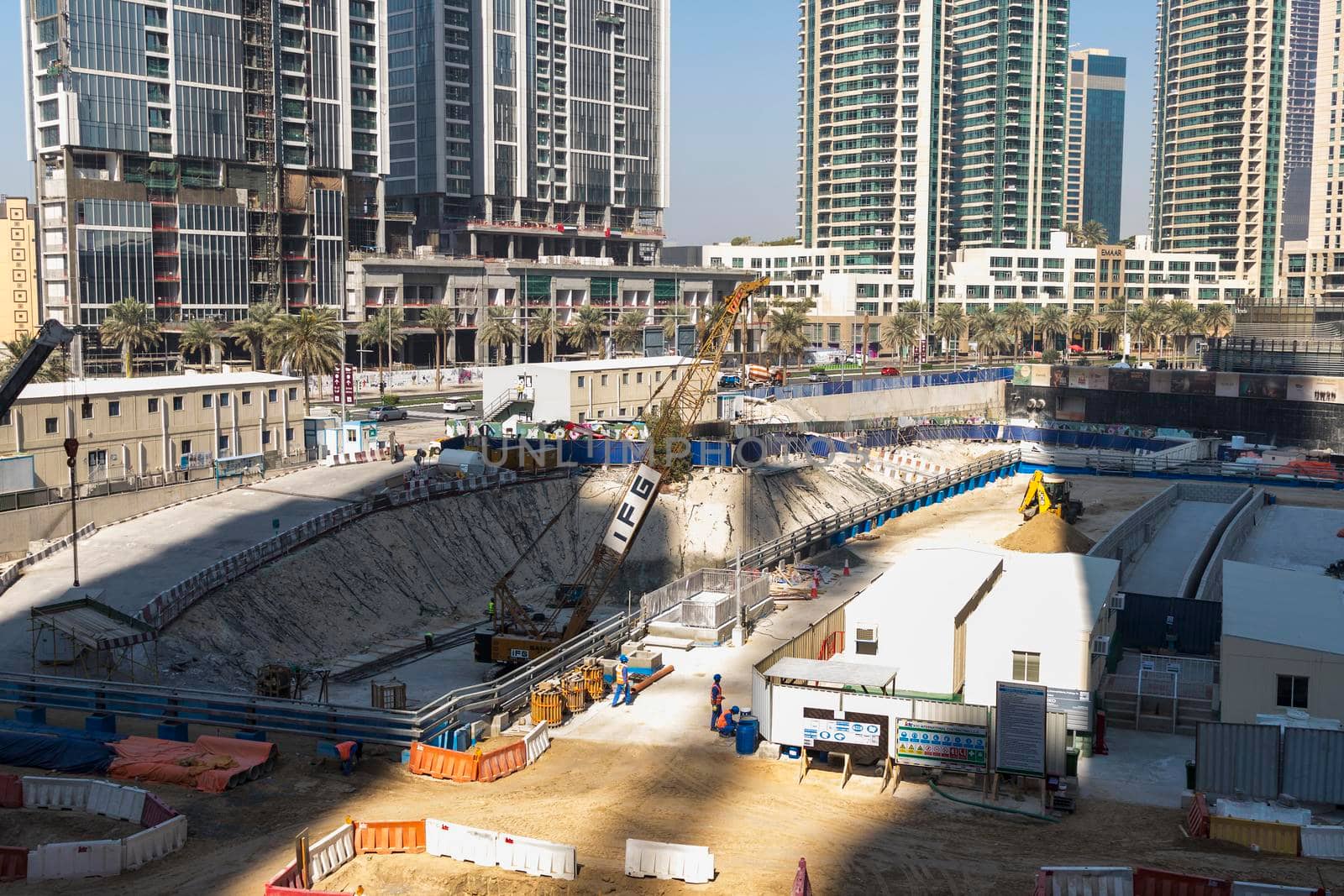 Dubai, UAE - 02.04.2021 Construction site in downtown