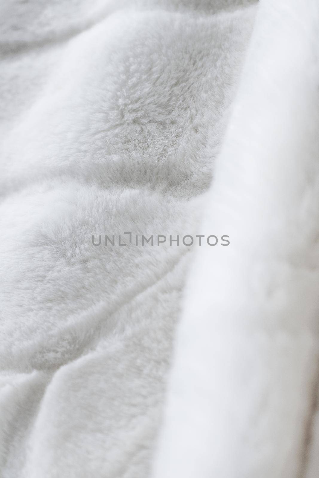 Luxury white fur coat texture background, artificial fabric detail by Anneleven