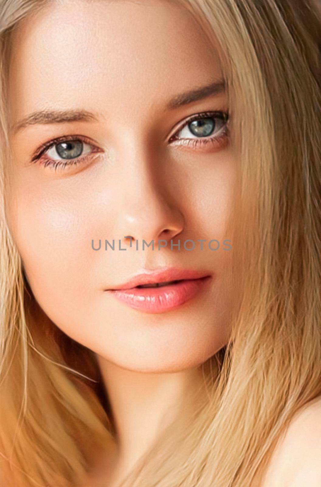 Natural beauty and no make-up look, beautiful young woman as skin care cosmetics and feminine brand concept, face portrait by Anneleven