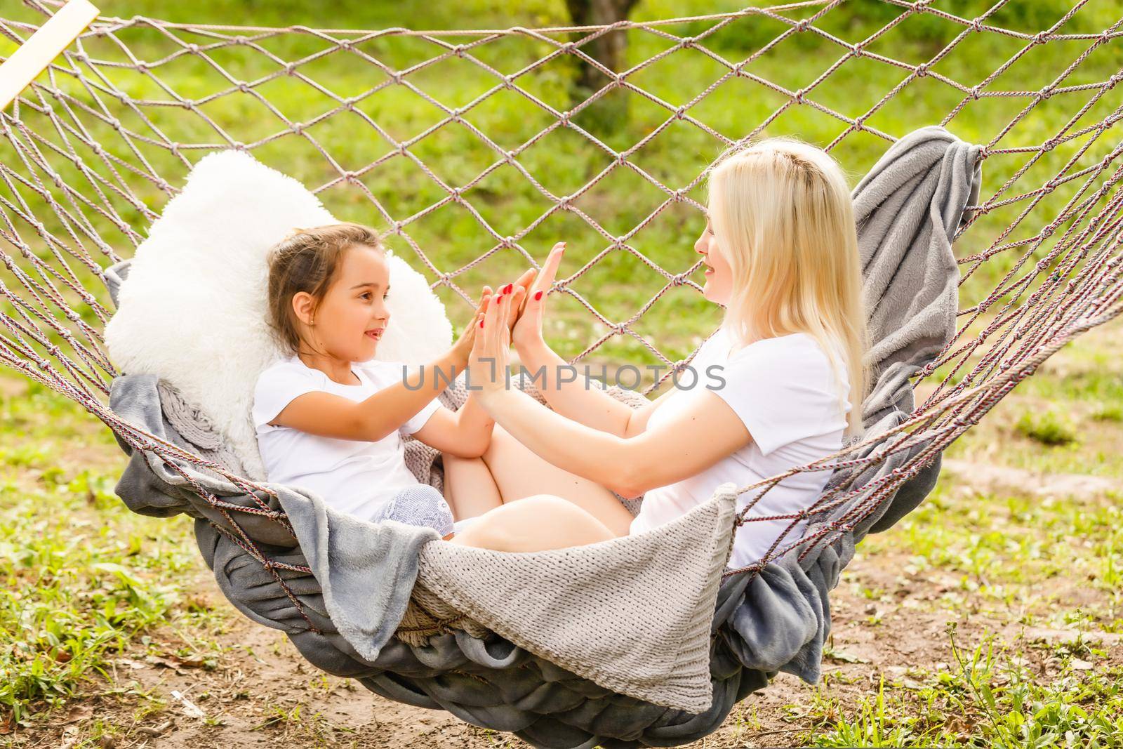 Portrait of family in a hammock