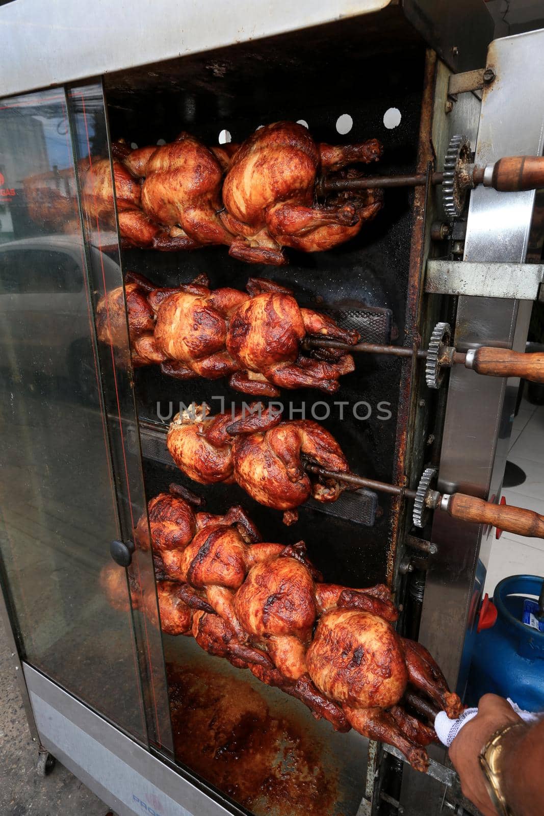 salvador, bahia, brazil - september 17, 2022: Roast chicken at a street restaurant in Salvador city.