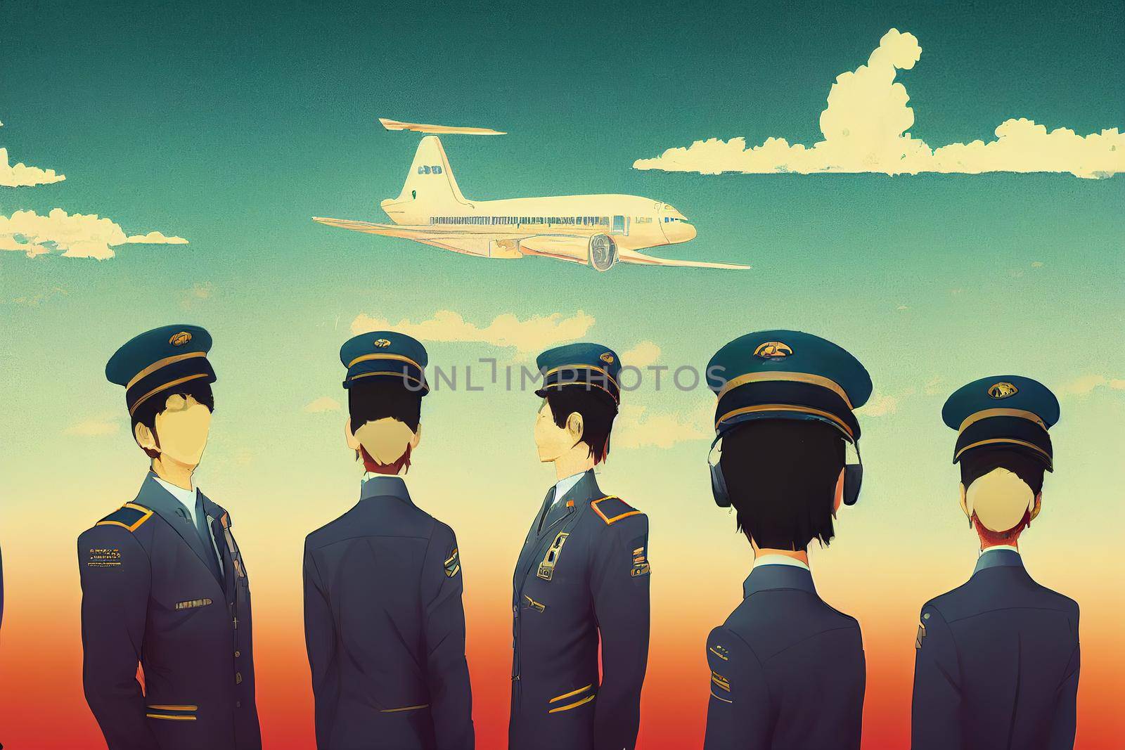 Airline Pilot. High quality 2d illustration