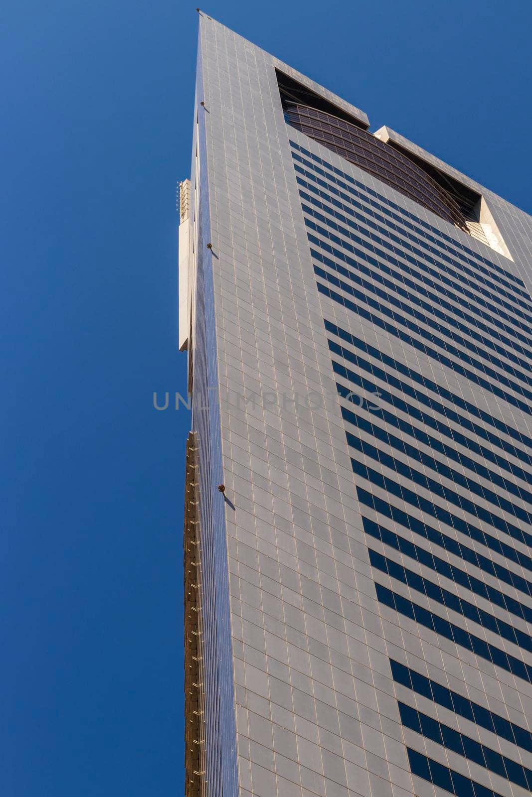 Dubai, UAE - 02.04.2021 Shot of a very well known landmark in Dabai, Emirates towers