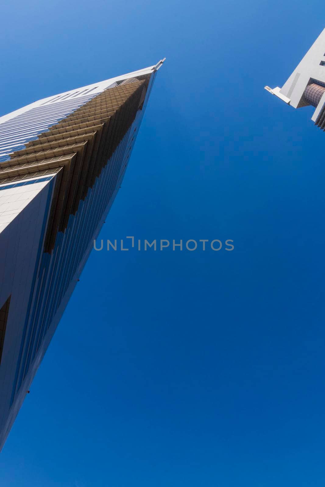 Dubai, UAE - 02.04.2021 Shot of a very well known landmark in Dabai, Emirates towers