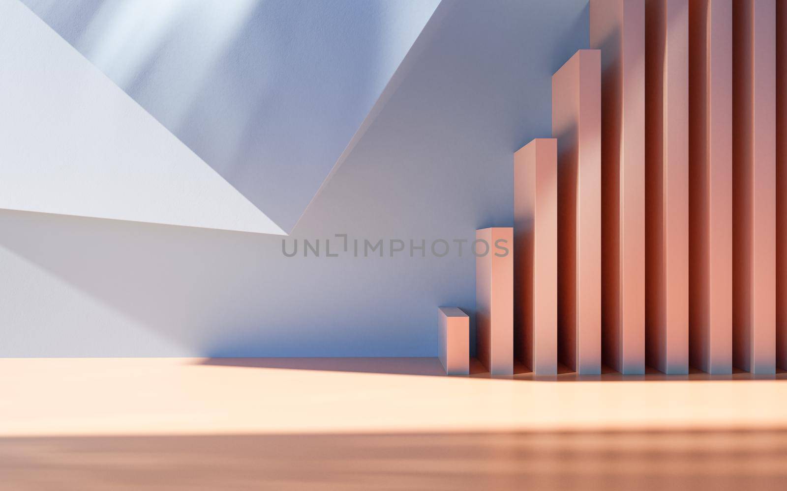 Empty building structure with geometric structure, 3d rendering. by vinkfan