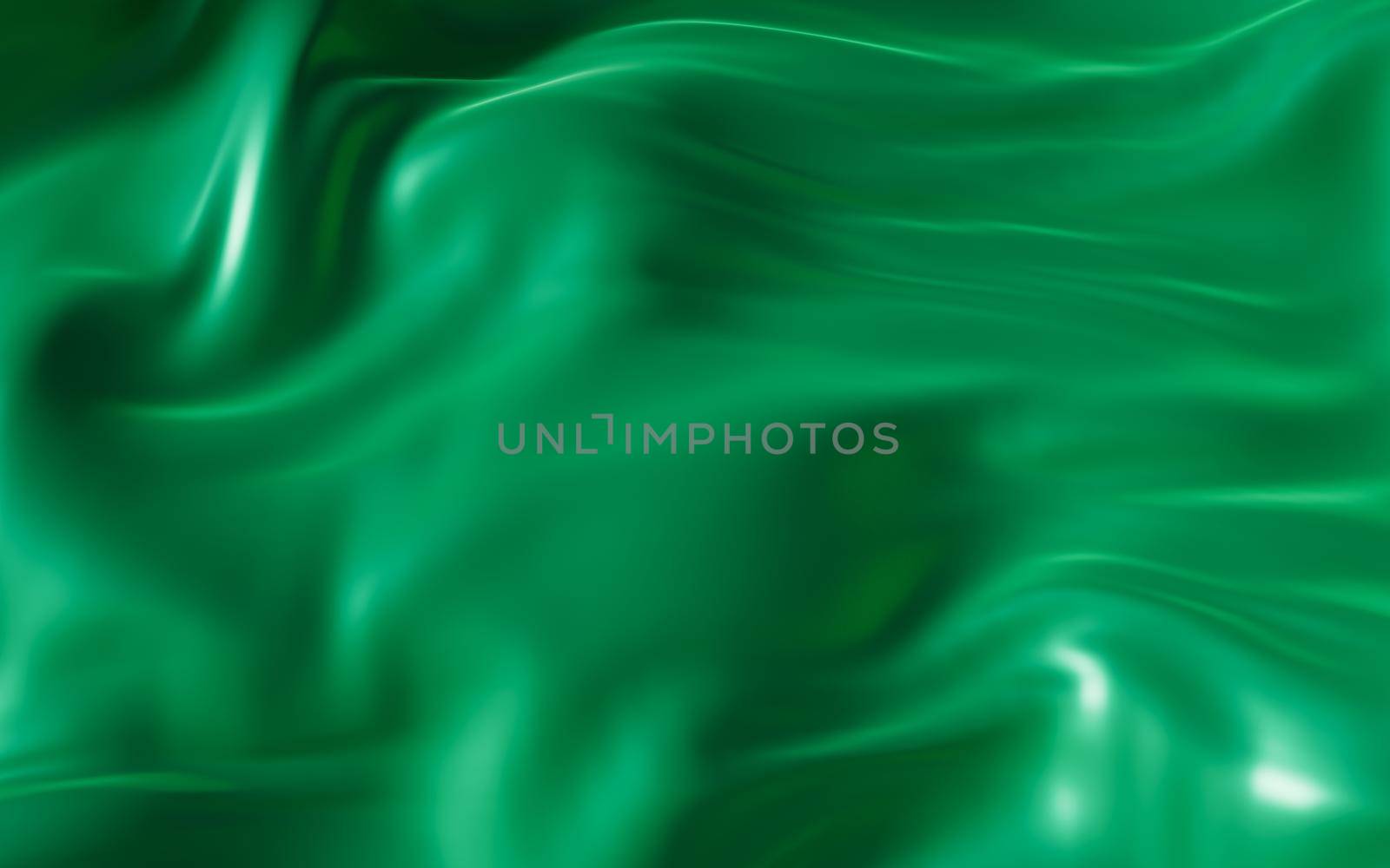 Flowing green cloth background, 3d rendering. Computer digital drawing.
