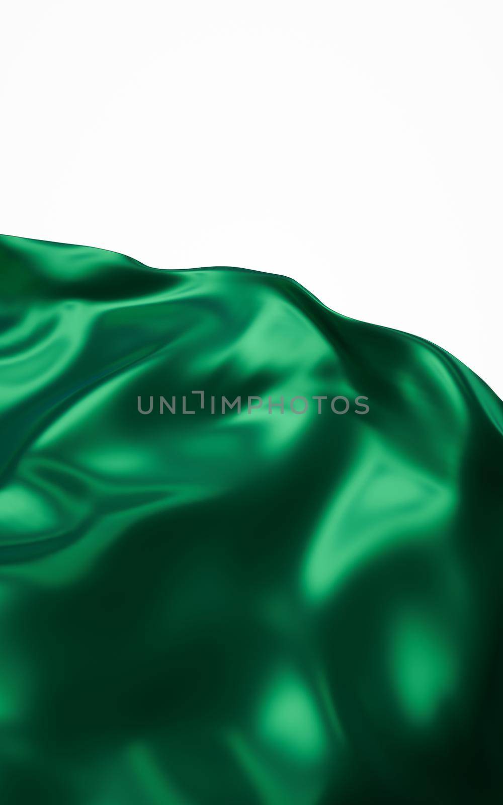 Flowing green cloth background, 3d rendering. Computer digital drawing.