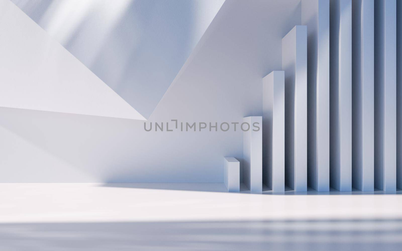 Empty building structure with geometric structure, 3d rendering. by vinkfan