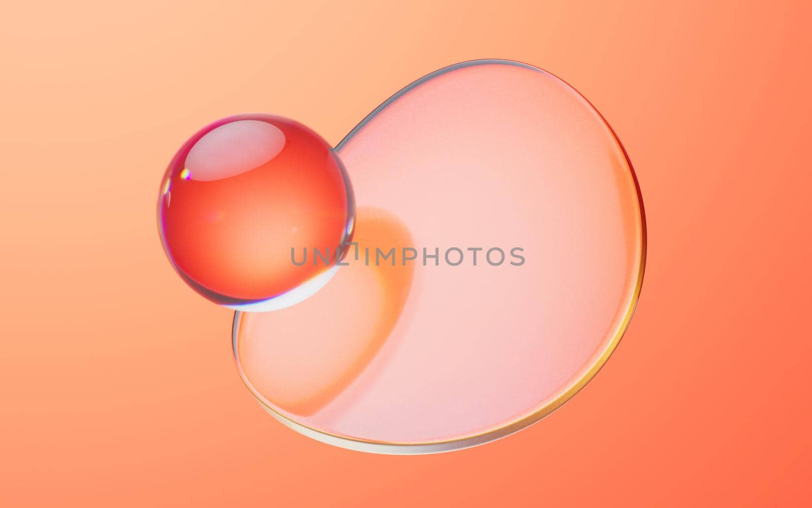 Soft ball and abstract geometric background, 3d rendering. Computer digital drawing.