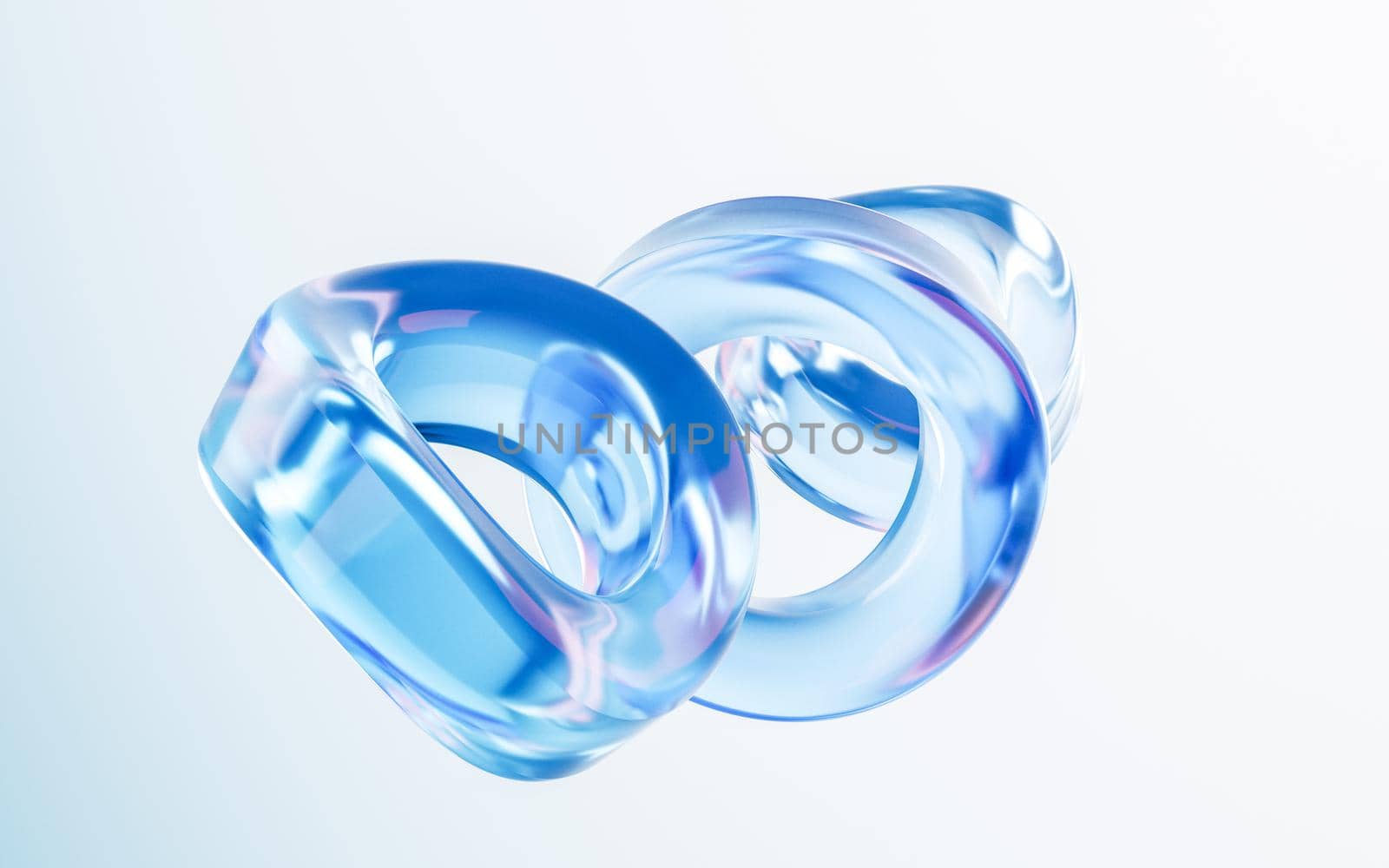 Transparent glass with gradient colors, 3d rendering. Computer digital drawing.