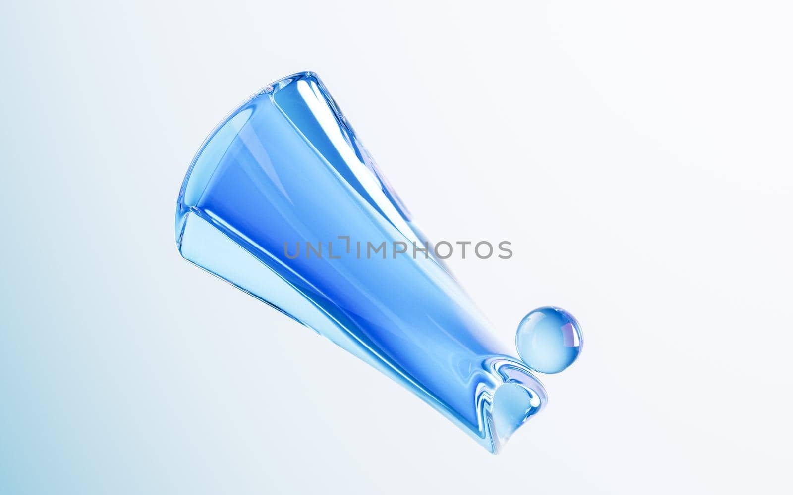 Transparent glass with gradient colors, 3d rendering. Computer digital drawing.